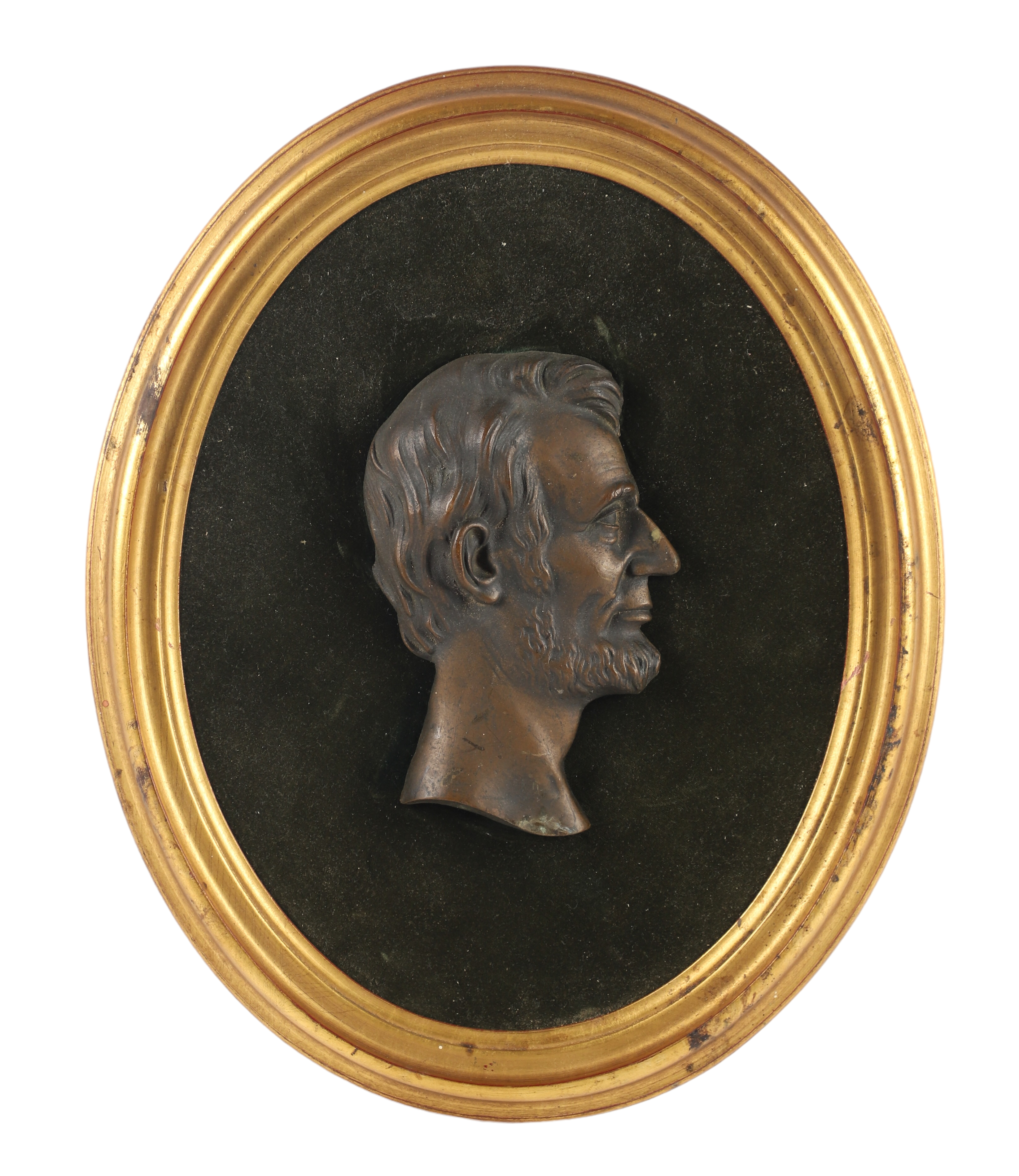 Bronze Abraham Lincoln bust plaque,