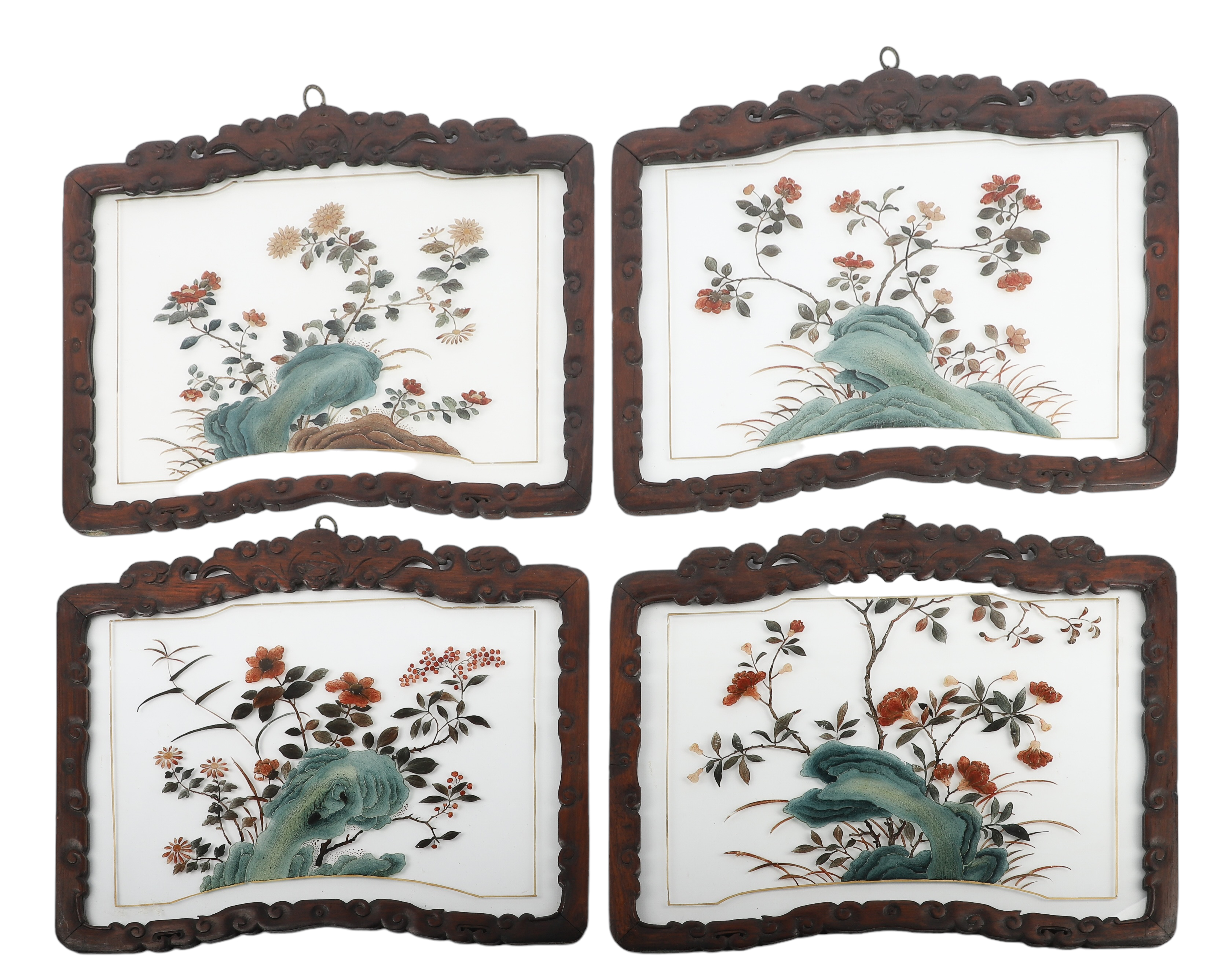  4 Chinese panels reverse painted 3c6851