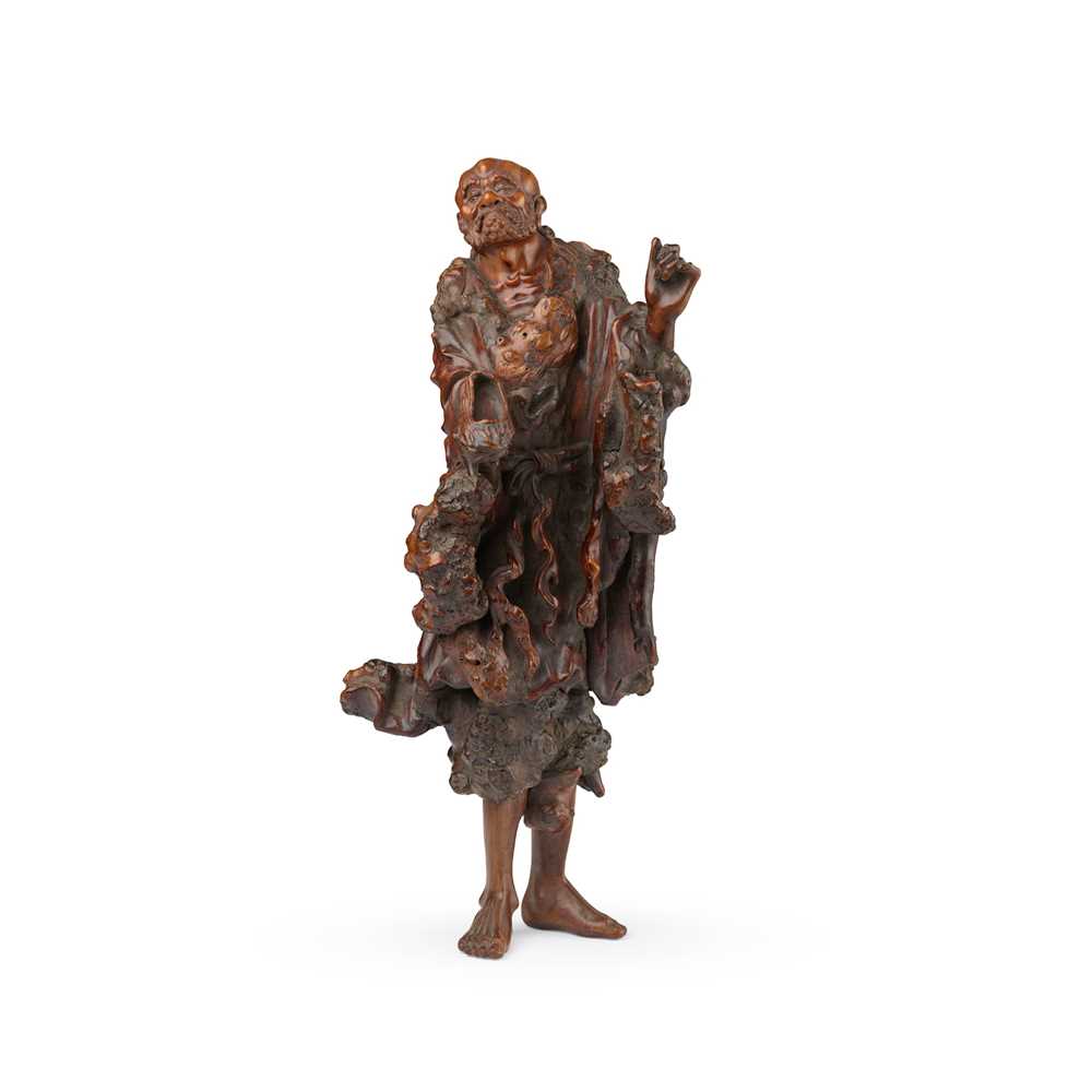 CARVED ROOTWOOD AND BOXWOOD FIGURE