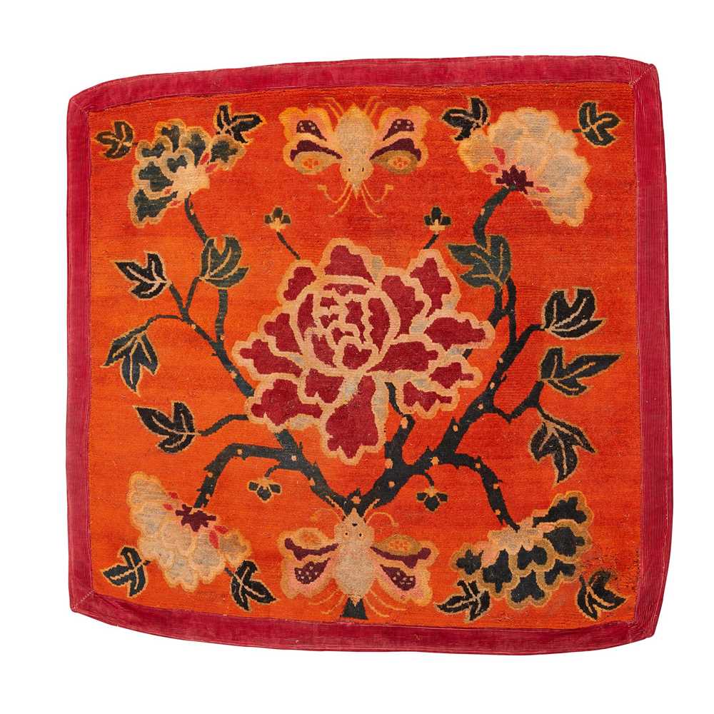 TIBETAN WOOL PEONY SEAT COVER TIBET  3c68ea