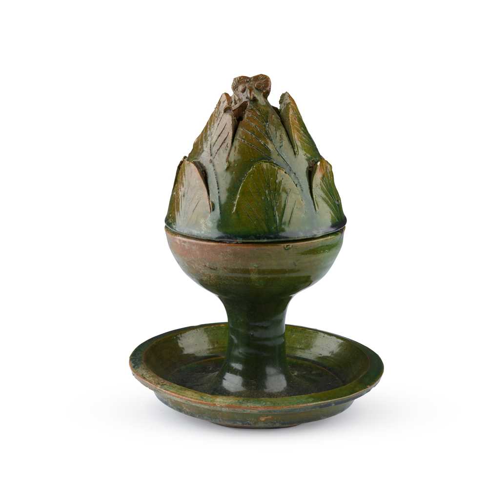 GREEN-GLAZED POTTERY INCENSE BURNER,