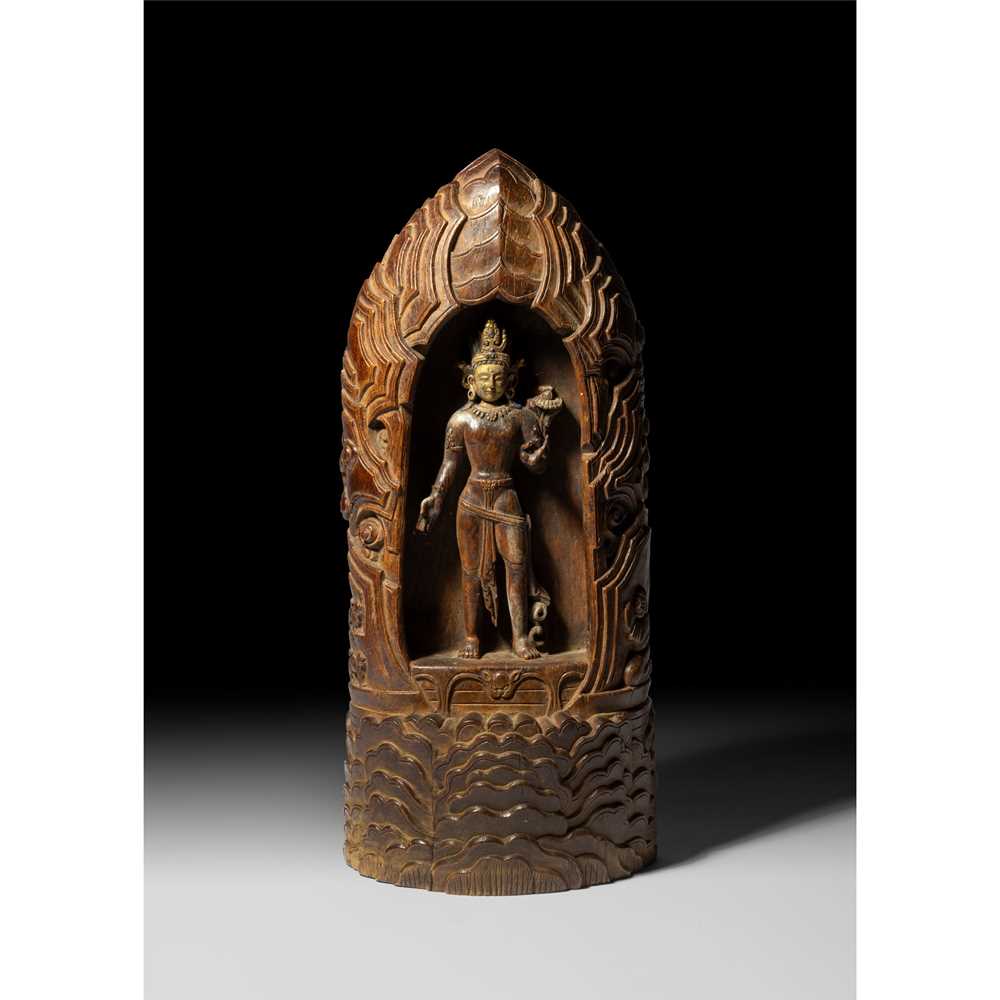 CARVED WOOD FIGURE OF PADMAPANI 3c6943