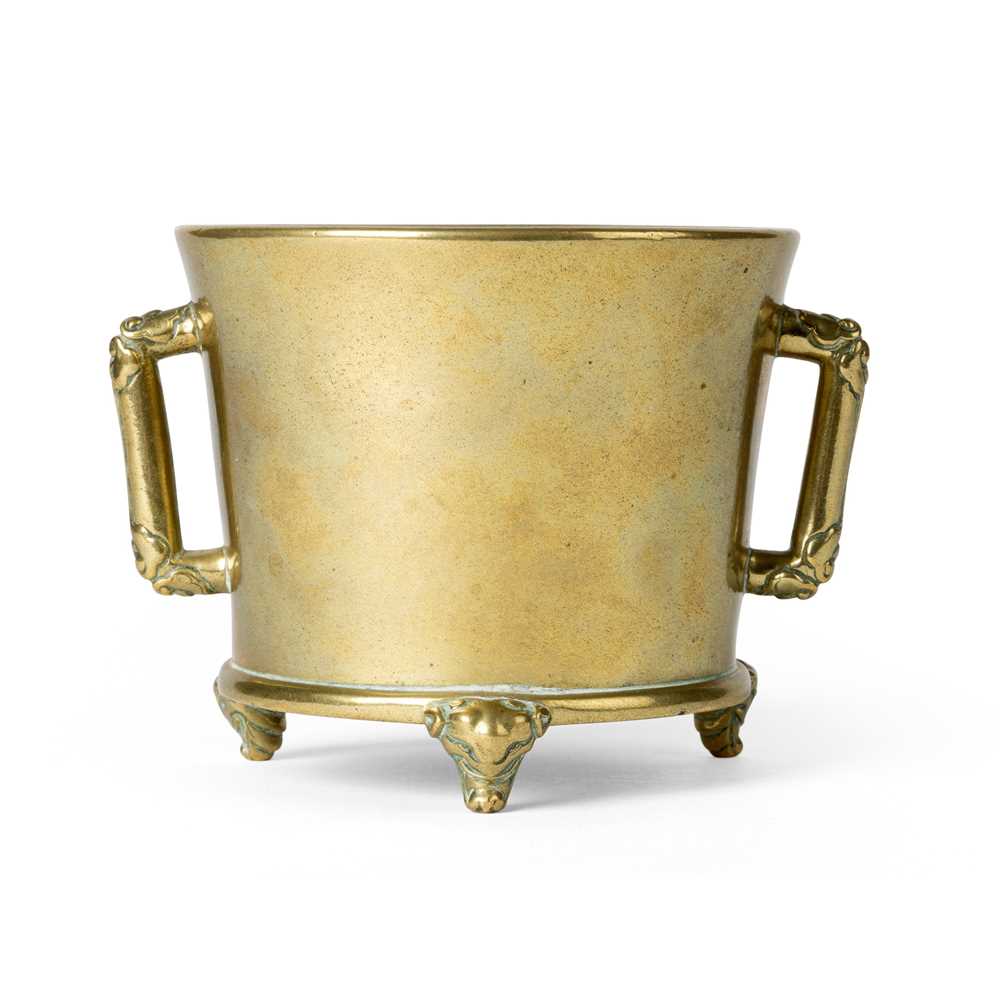 BRONZE TRIPOD CENSER WITH SCROLL