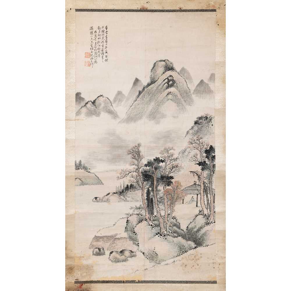 INK SCROLL HERMIT AND LANDSCAPE  3c695c