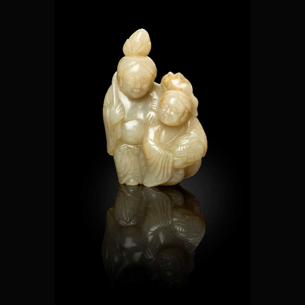 PALE CELADON JADE CARVING OF HEHE 3c6996