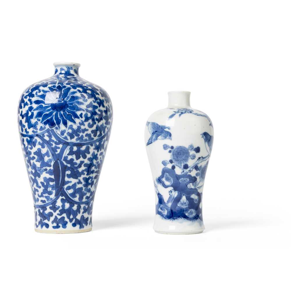 TWO BLUE AND WHITE MEIPING VASES
QING