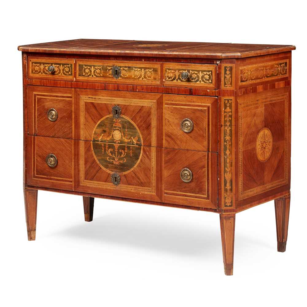 ITALIAN WALNUT AND MARQUETRY COMMODE LATE 3c6a46