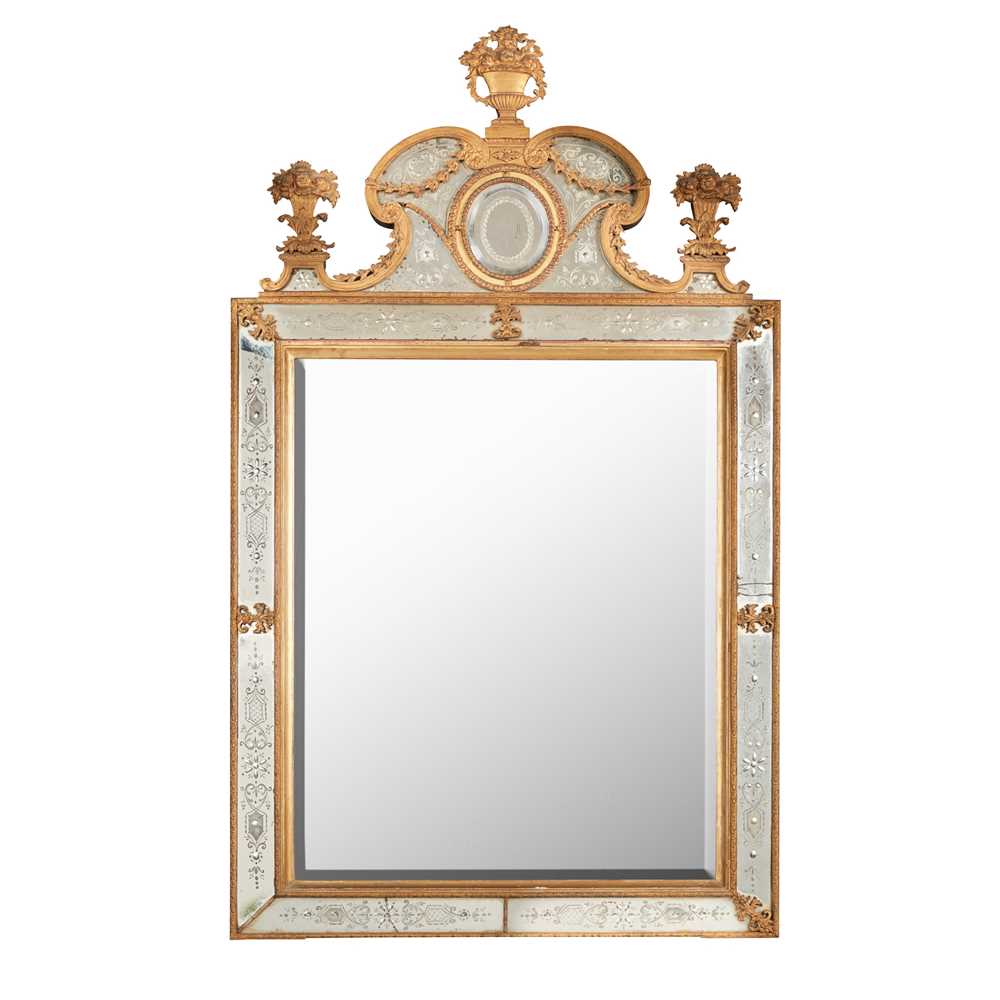 SWEDISH GILT METAL MIRROR, IN THE