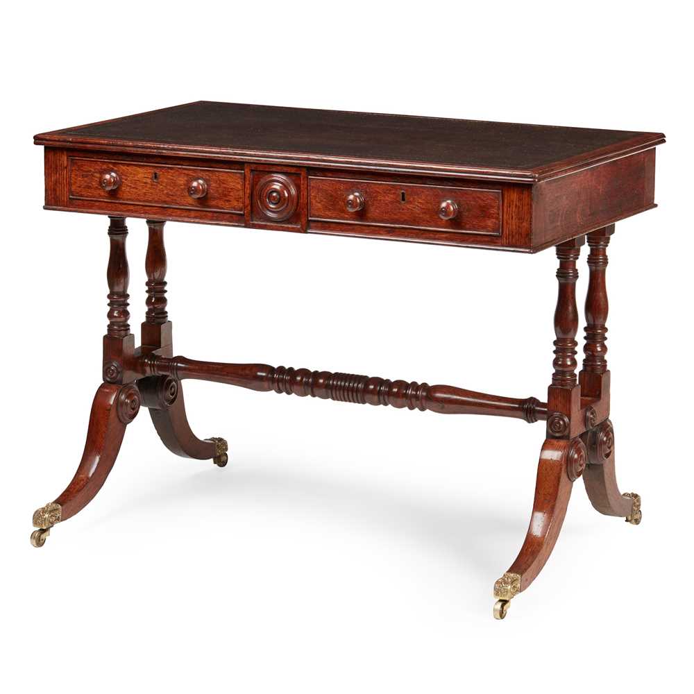 REGENCY OAK WRITING TABLE EARLY 3c6b11