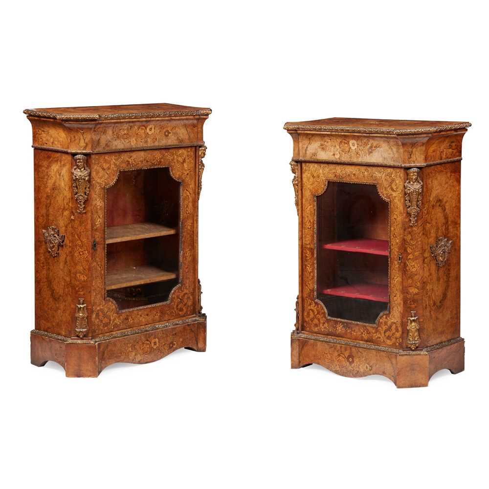 PAIR OF VICTORIAN WALNUT AND MARQUETRY 3c6b41