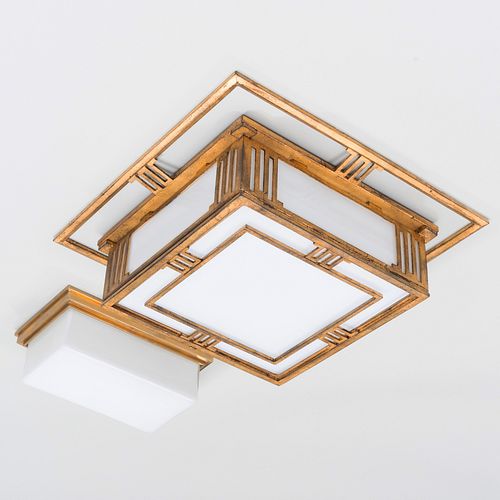 GILT METAL AND GLASS SQUARE CEILING 3c6c1d