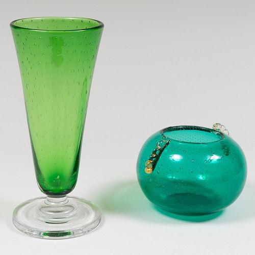 MURANO BULLICANTE GLASS VASE AND