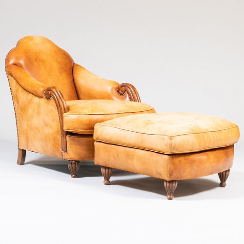 ART DECO STYLE LEATHER UPHOLSTERED