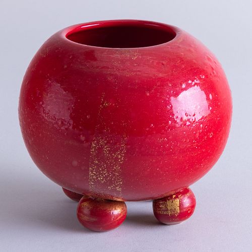 MURANO RED GLASS FOOTED BOWLUnmarked.

4