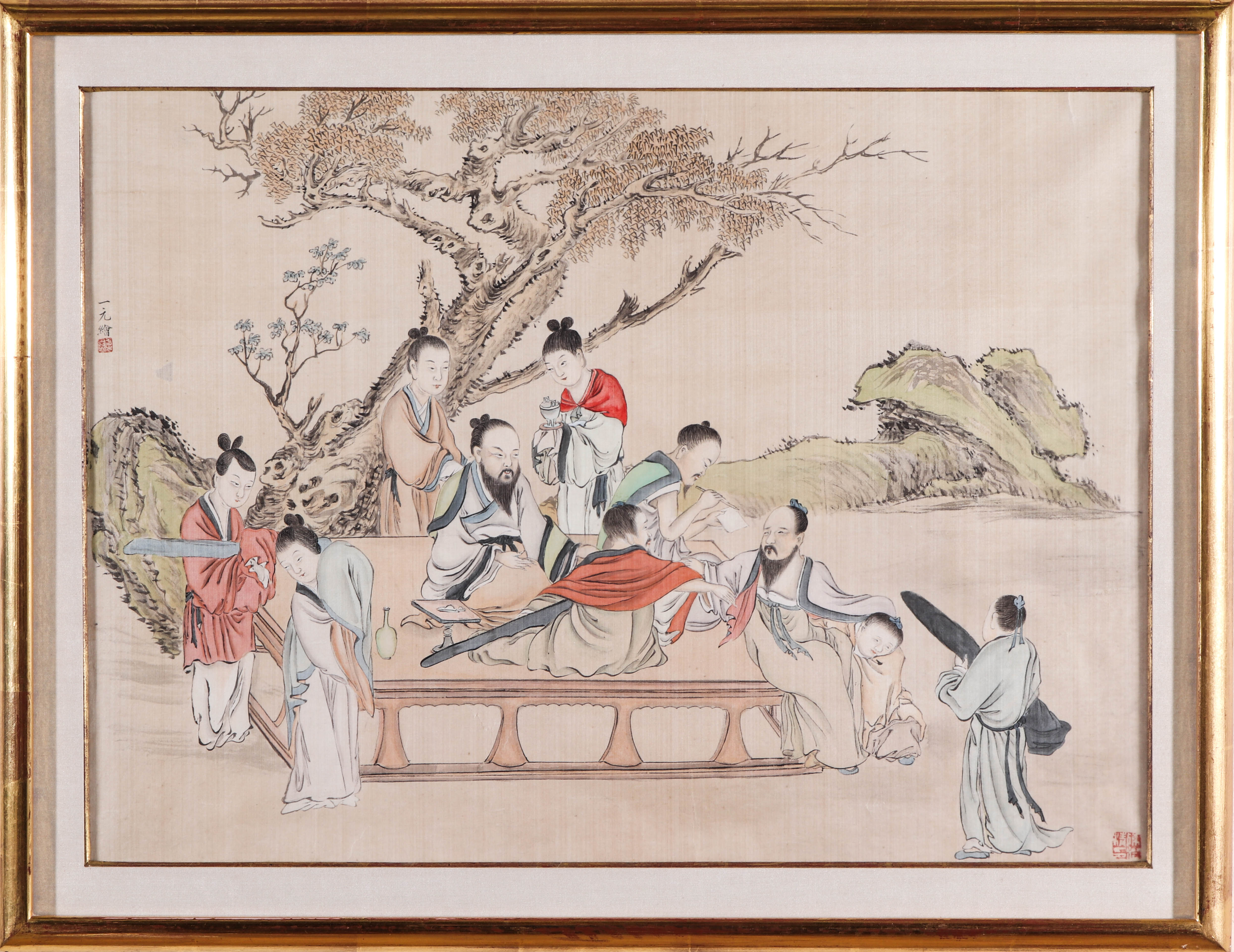 CHINESE INK AND COLOR ON SILK OF 3c4629
