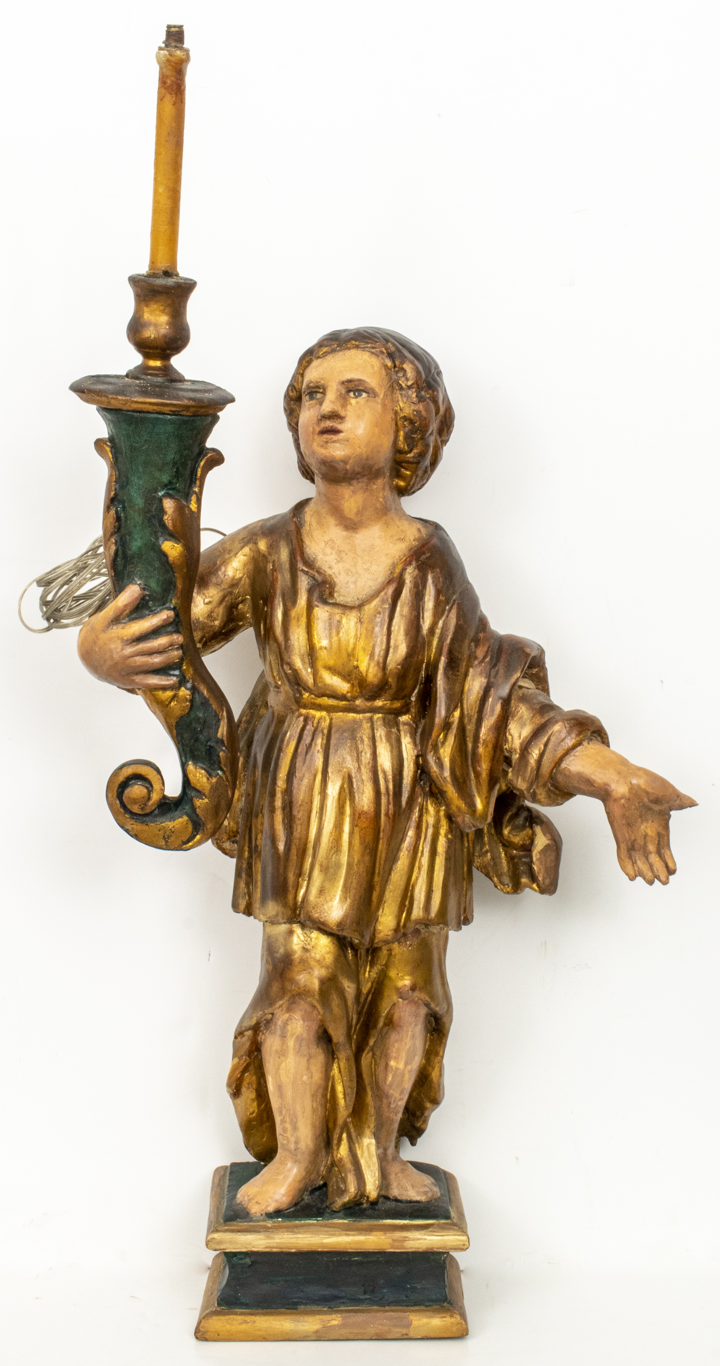 CONTINENTAL BAROQUE GILTWOOD SANTO FIGURAL