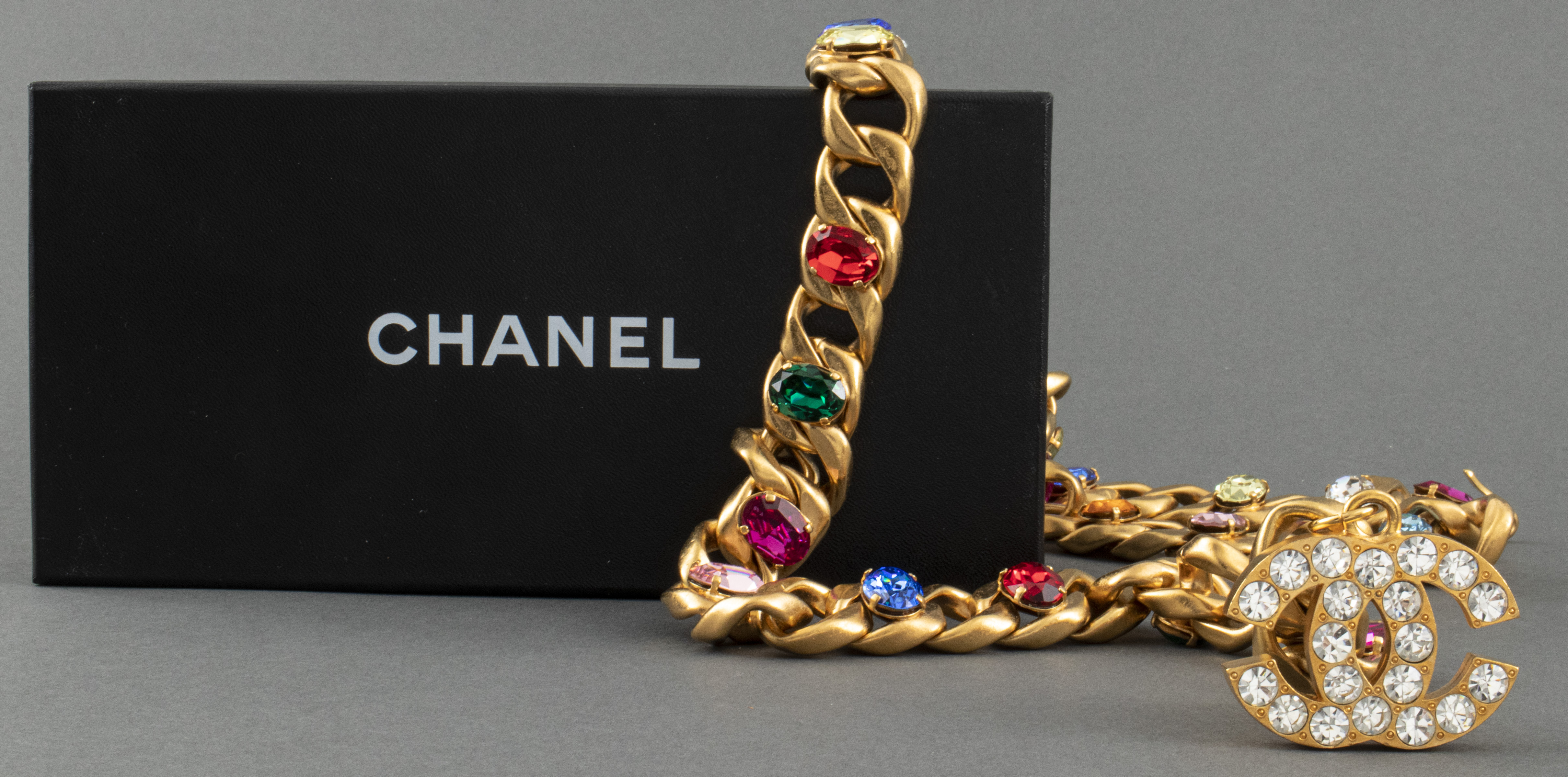 CHANEL GOLD-TONE CUBAN LINK AND