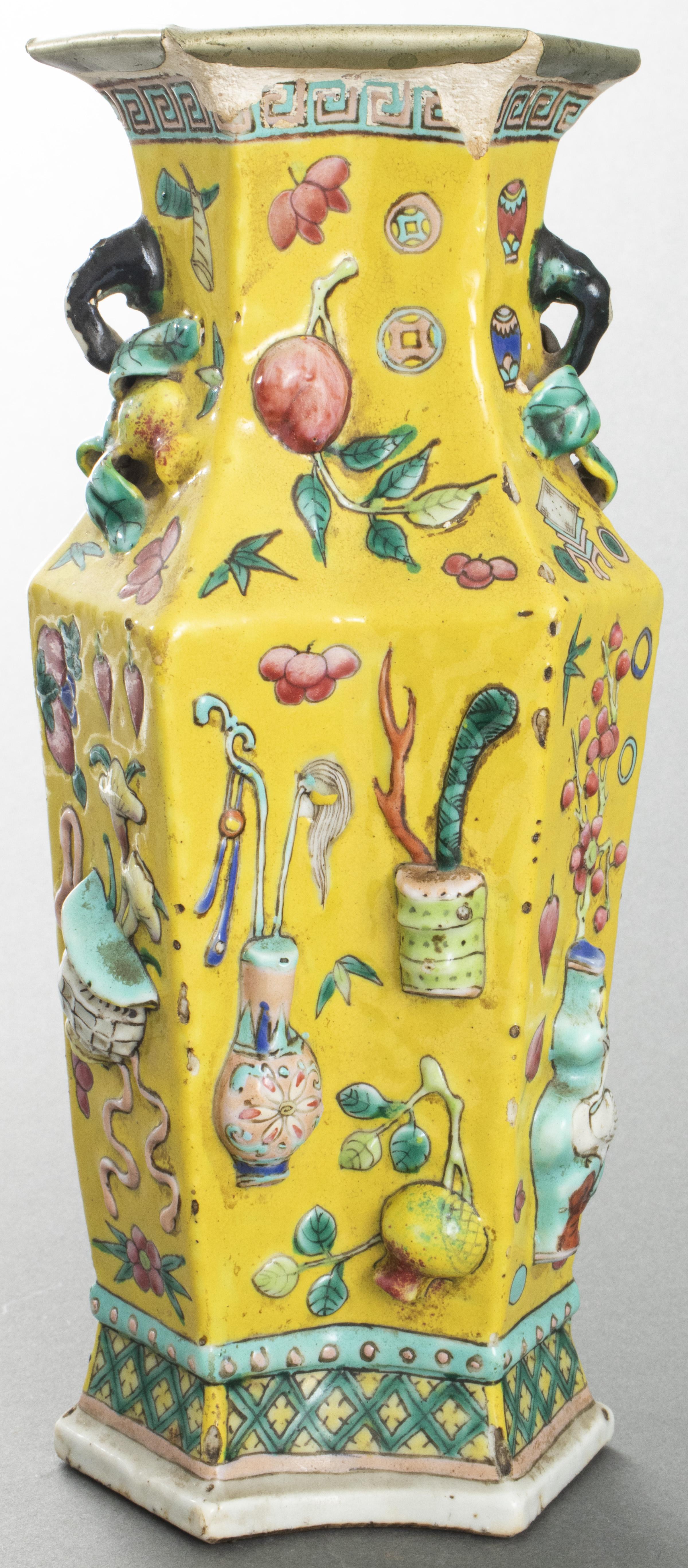 CHINESE FAMILLE JAUNE DOUBLE VASE 3c47c0