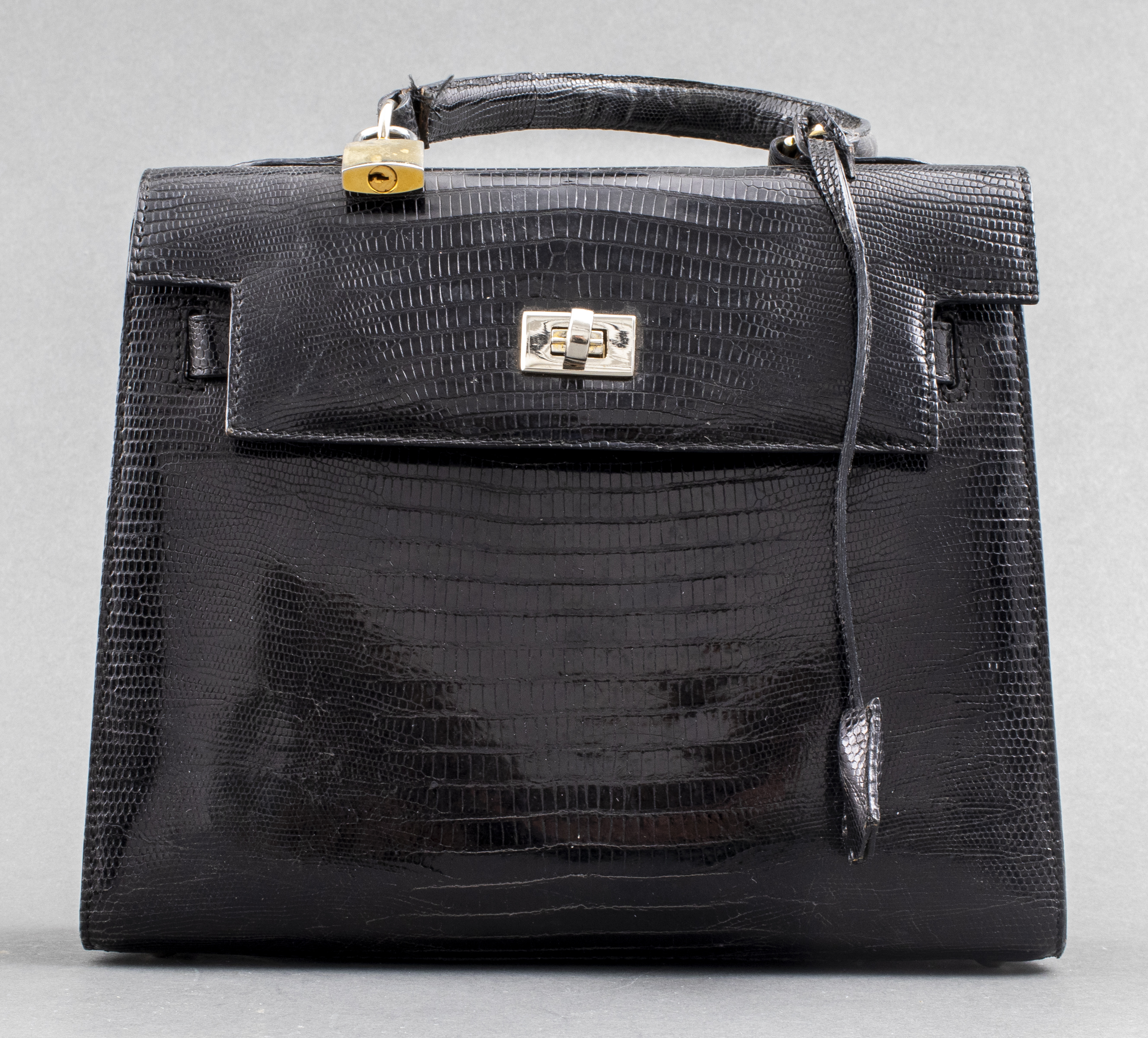 BLACK LIZARD SKIN KELLY HANDBAG 3c485c