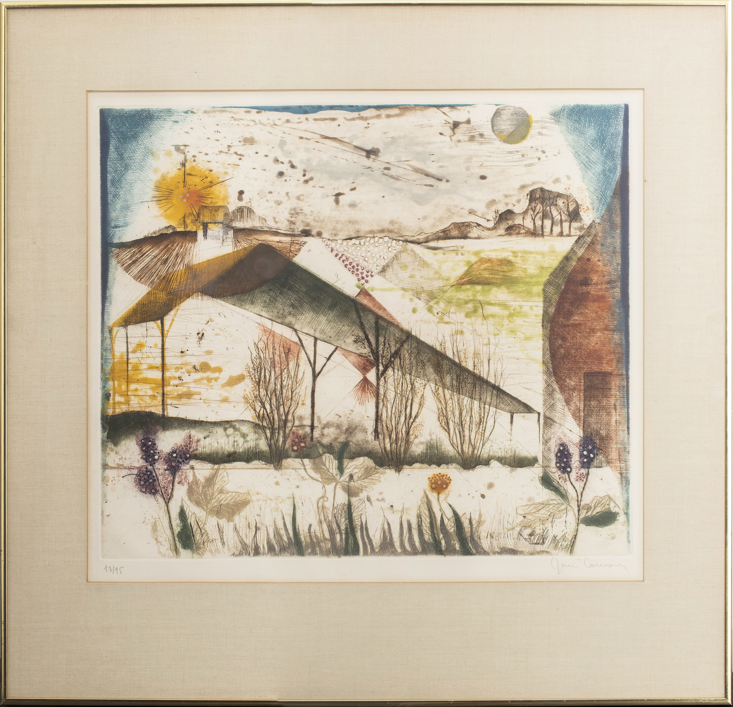 RENE CARCAN "LANDSCAPE" ETCHING