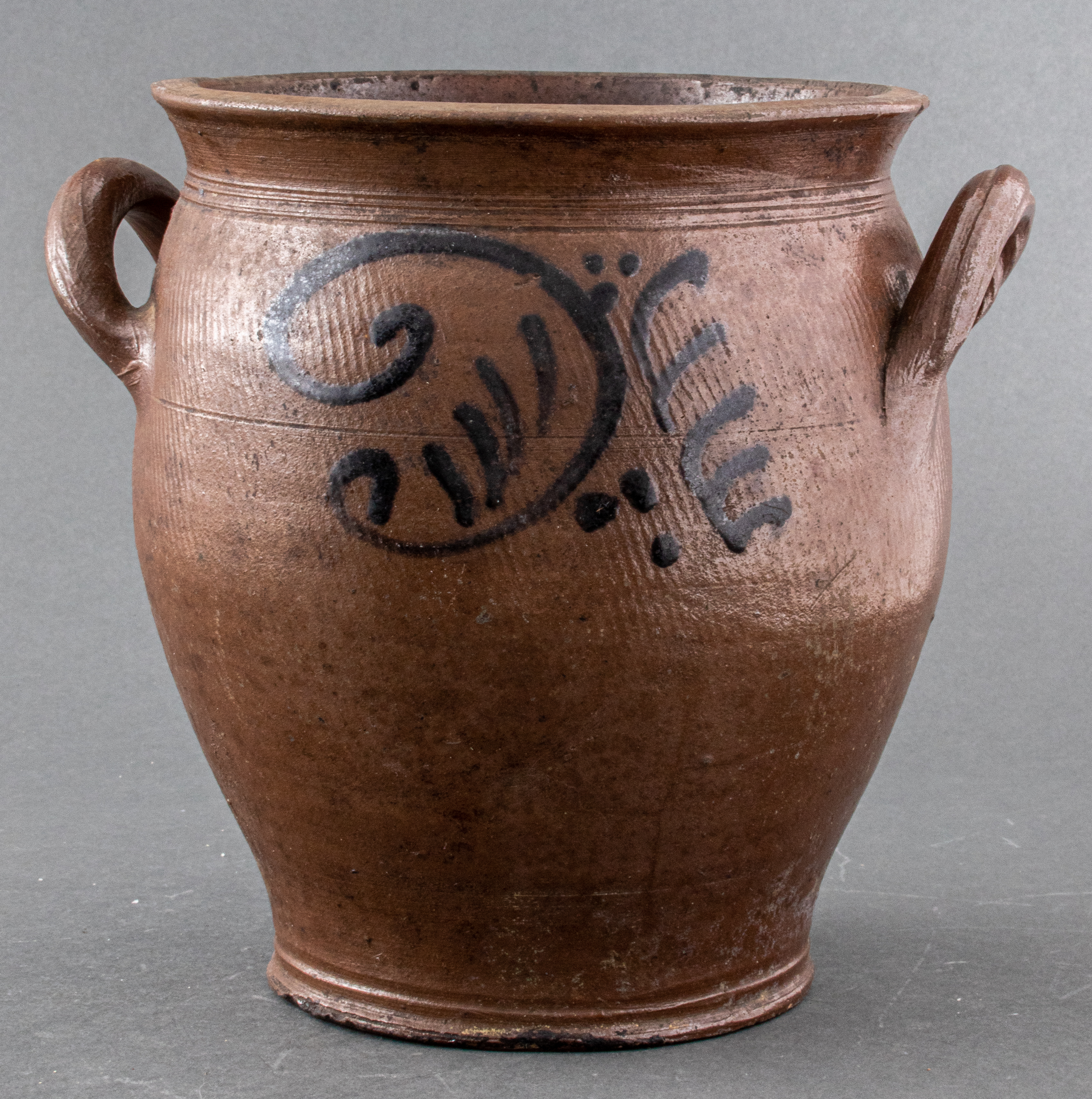 DOUBLE HANDLED BROWN GLAZED STONEWARE