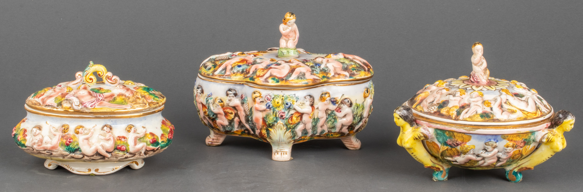 CAPODIMONTE PORCELAIN BOXES WITH 3c49ba