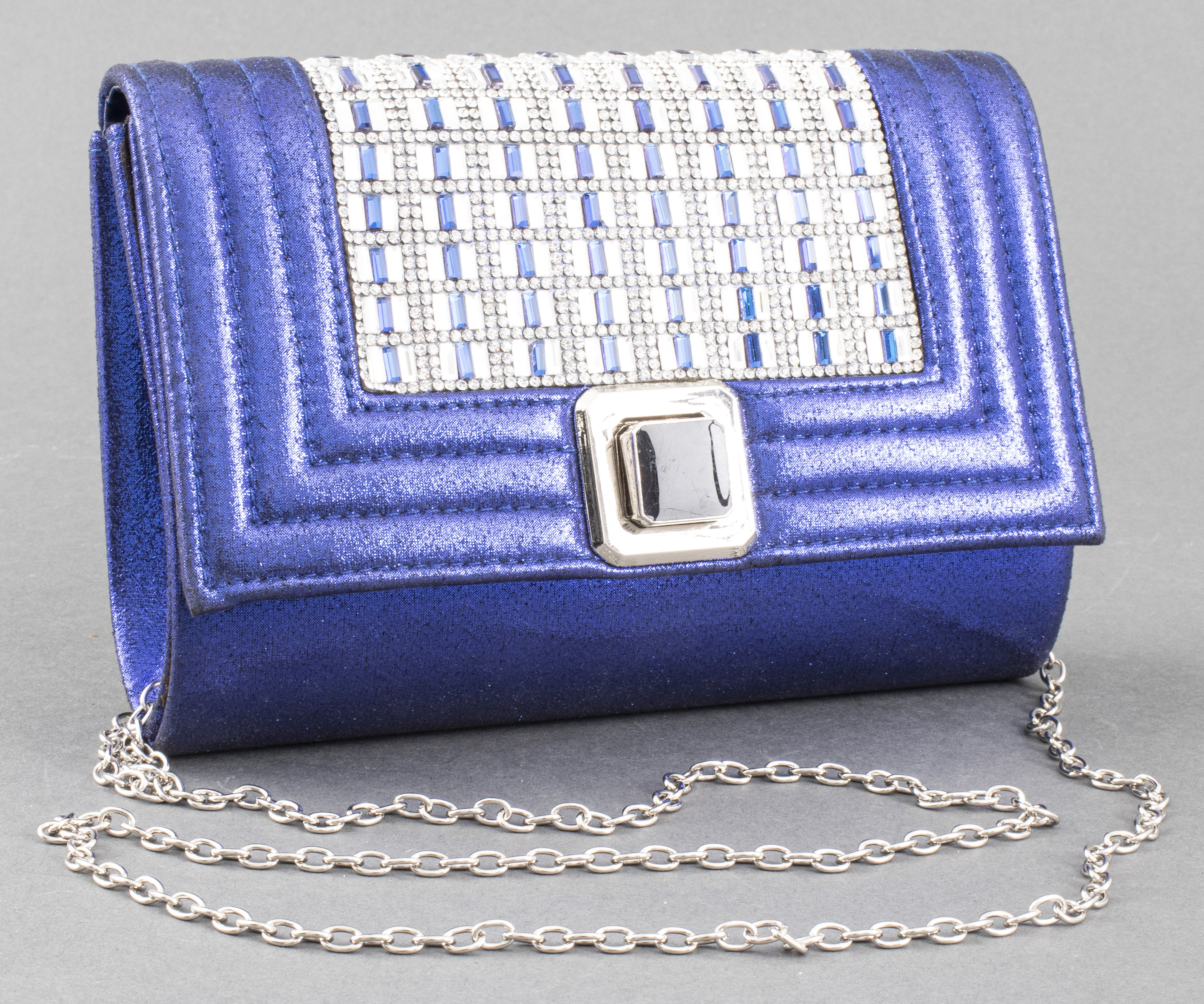 BLUE SATIN AND CRYSTAL CLUTCH HANDBAG 3c49e7