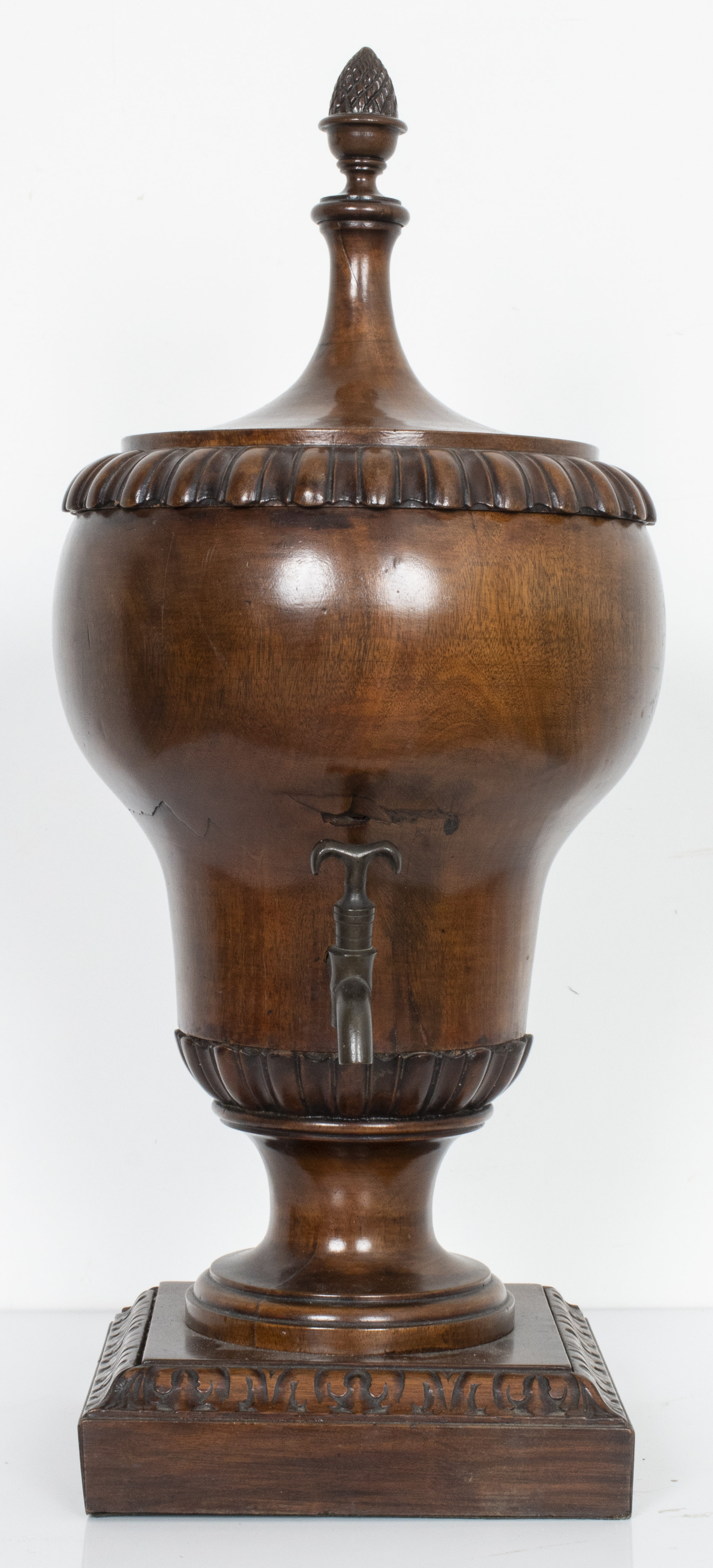 LARGE CARVED WOOD SAMOVAR Large carved