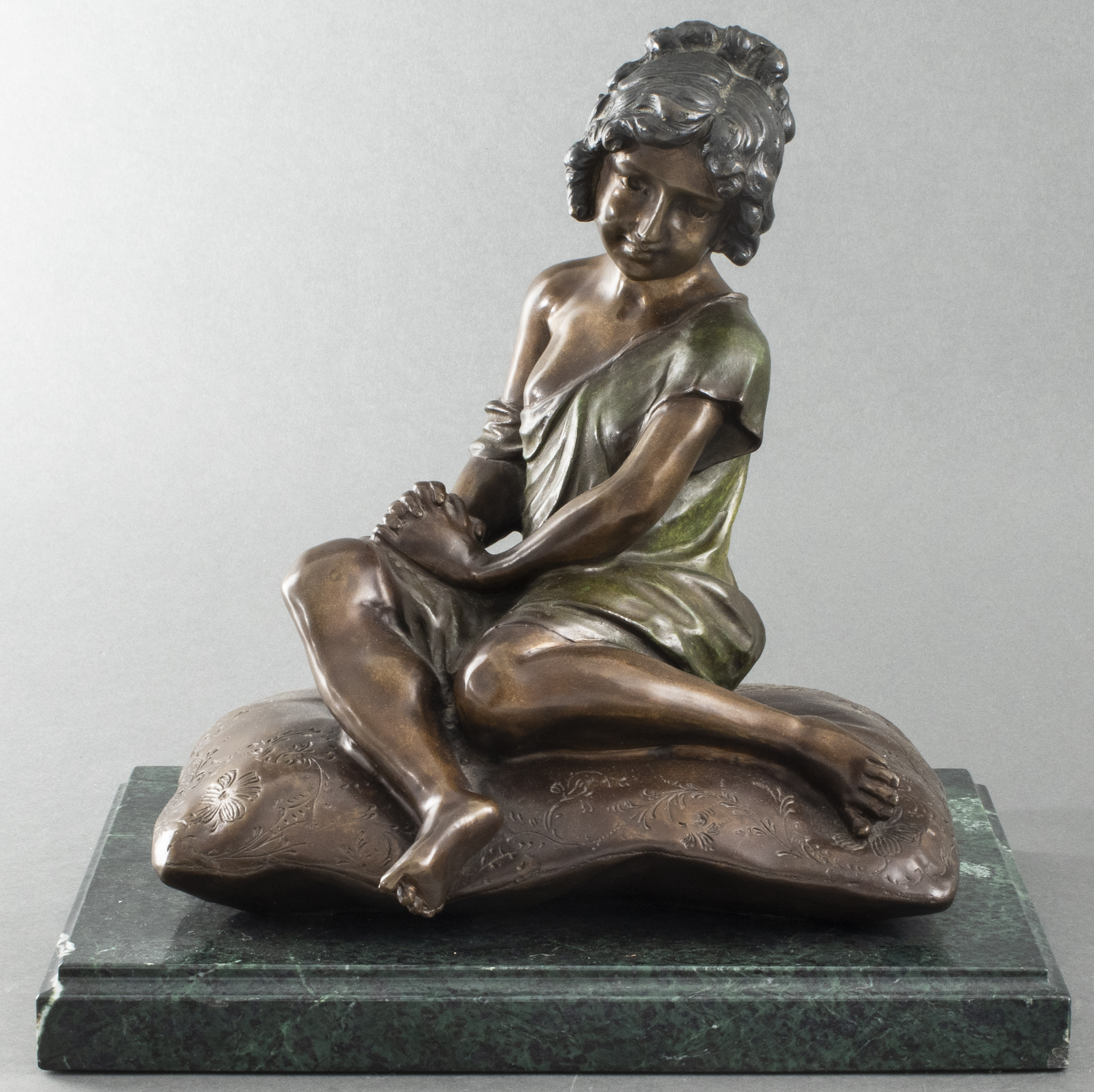 AUGUSTE MOREAU GIRL ON PILLOW BRONZE