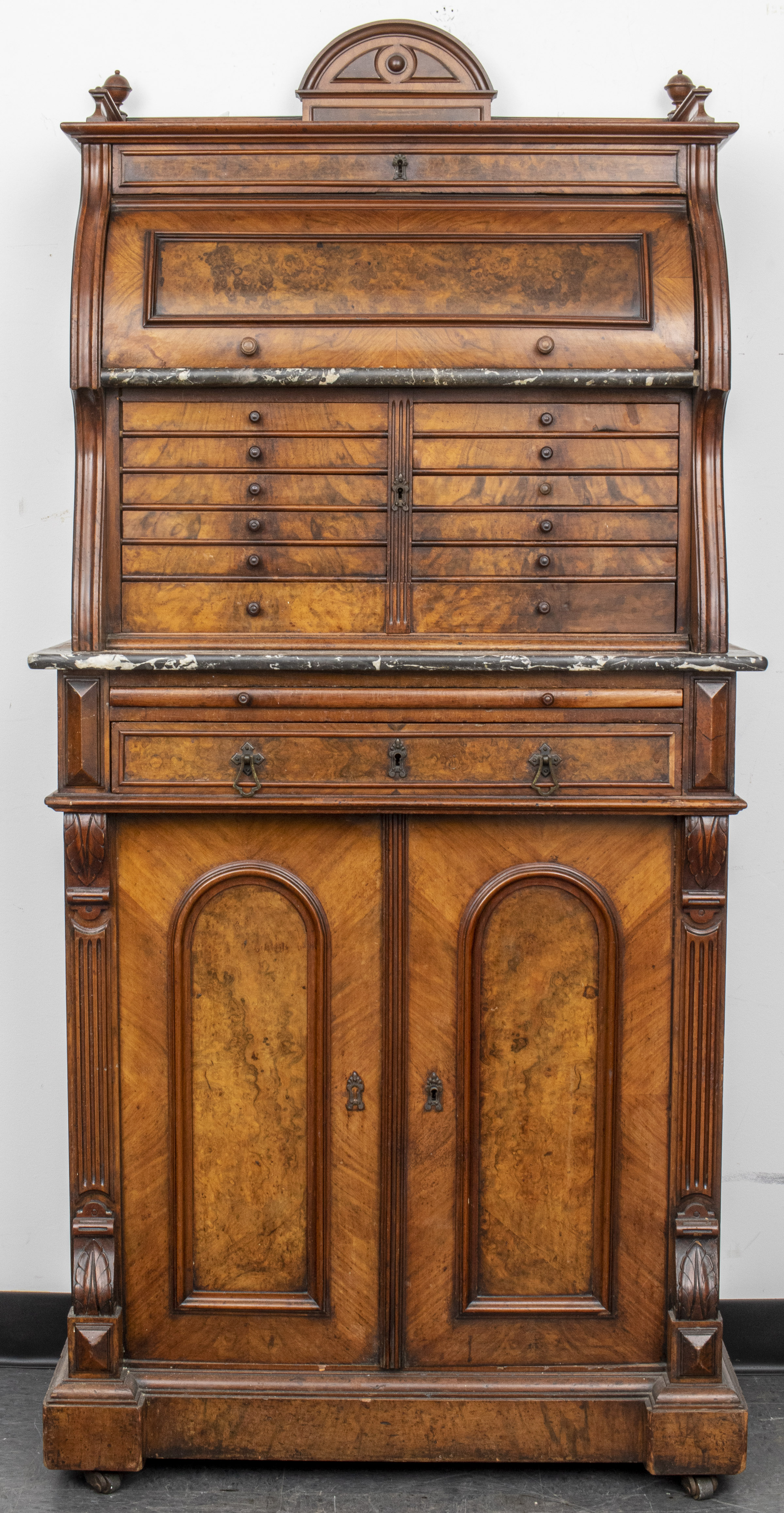 VICTORIAN WALNUT AND MARBLE DENTAL CABINET