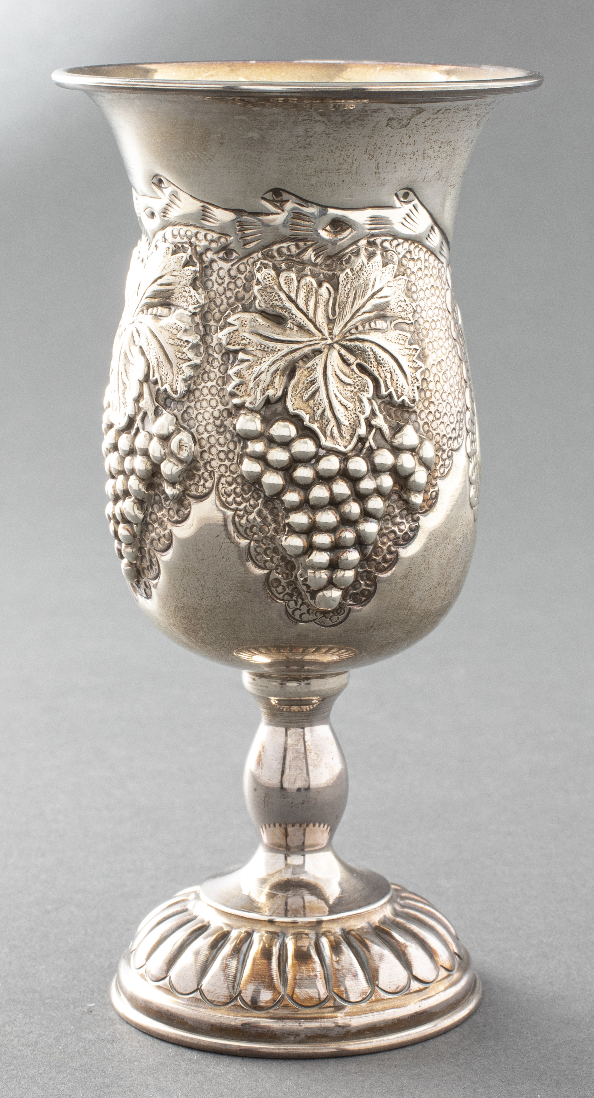 JUDAICA REPOUSSE SILVER KIDDUSH CUP