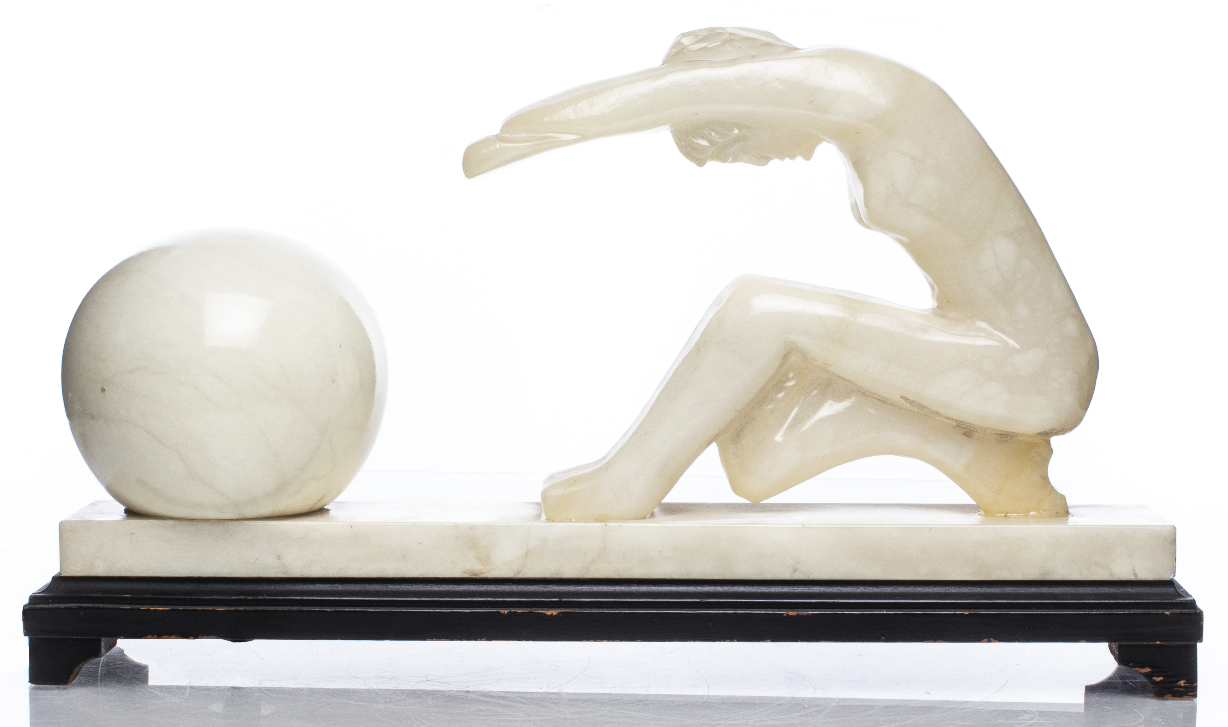 ART DECO ONYX & ALABASTER FIGURAL