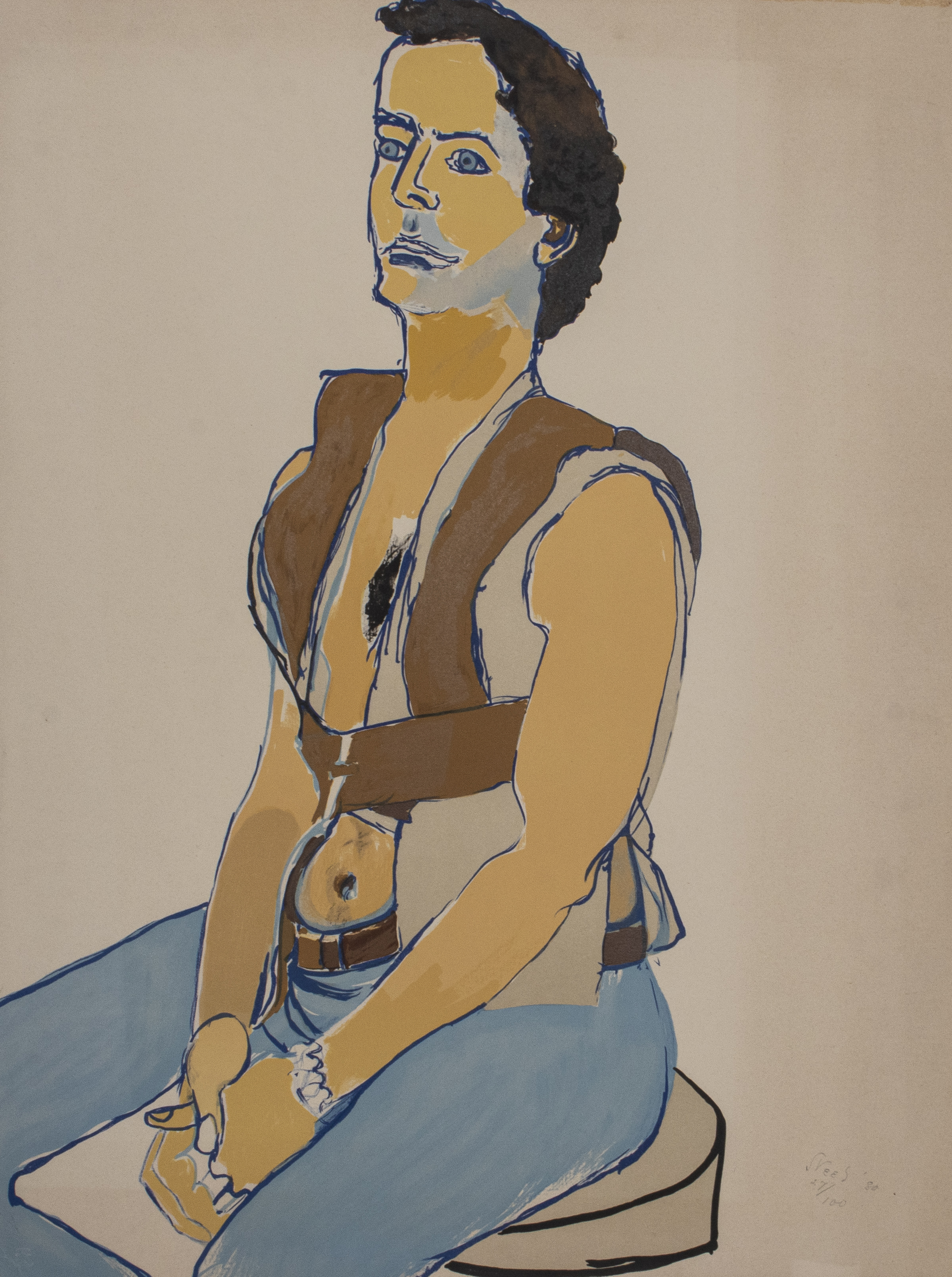 ALICE NEEL MAN IN HARNESS LITHOGRAPH  3c4b6c
