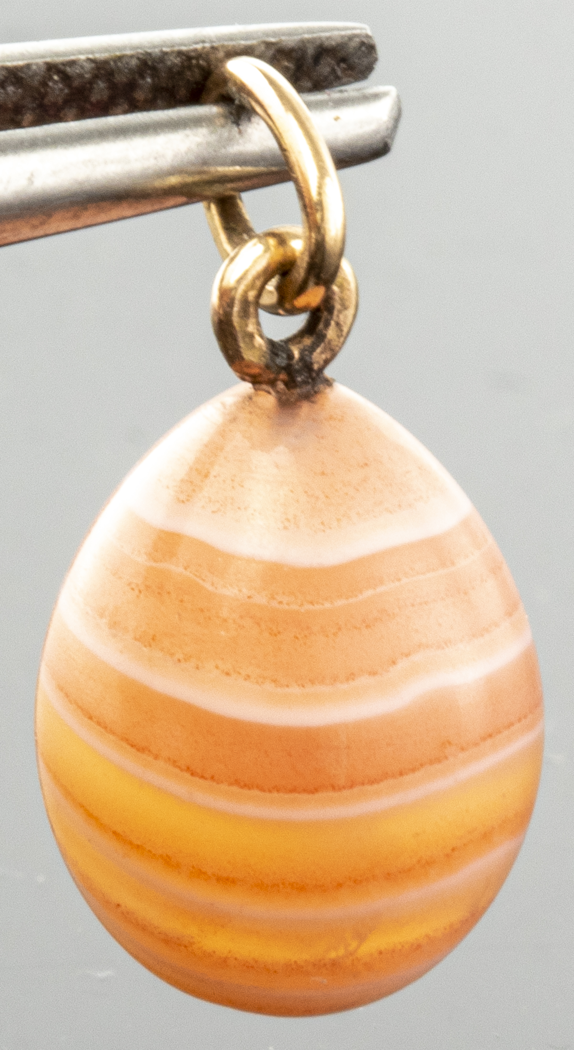 FABERGE 14K GOLD PINK BANDED AGATE