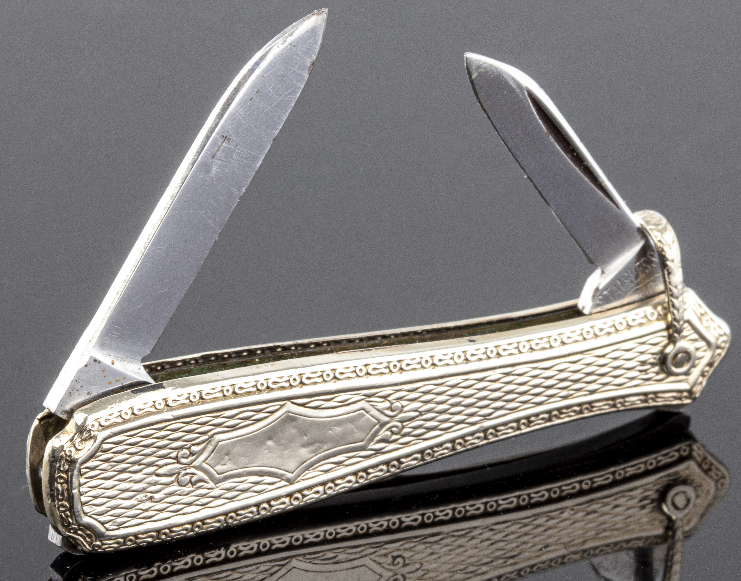 ANTIQUE 14K WHITE GOLD POCKET KNIFE