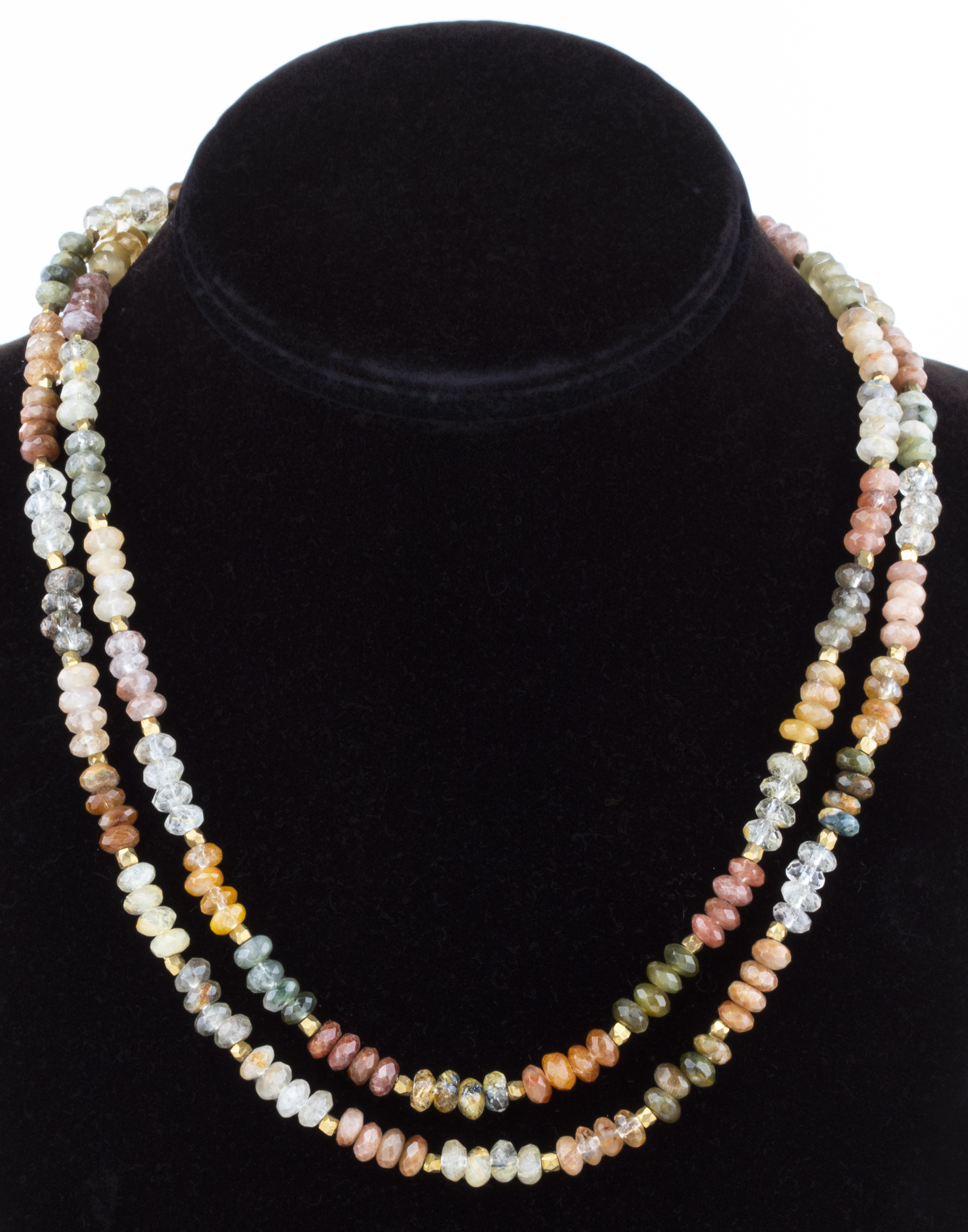 MULTI-COLORED NATURAL QUARTZ BEADED