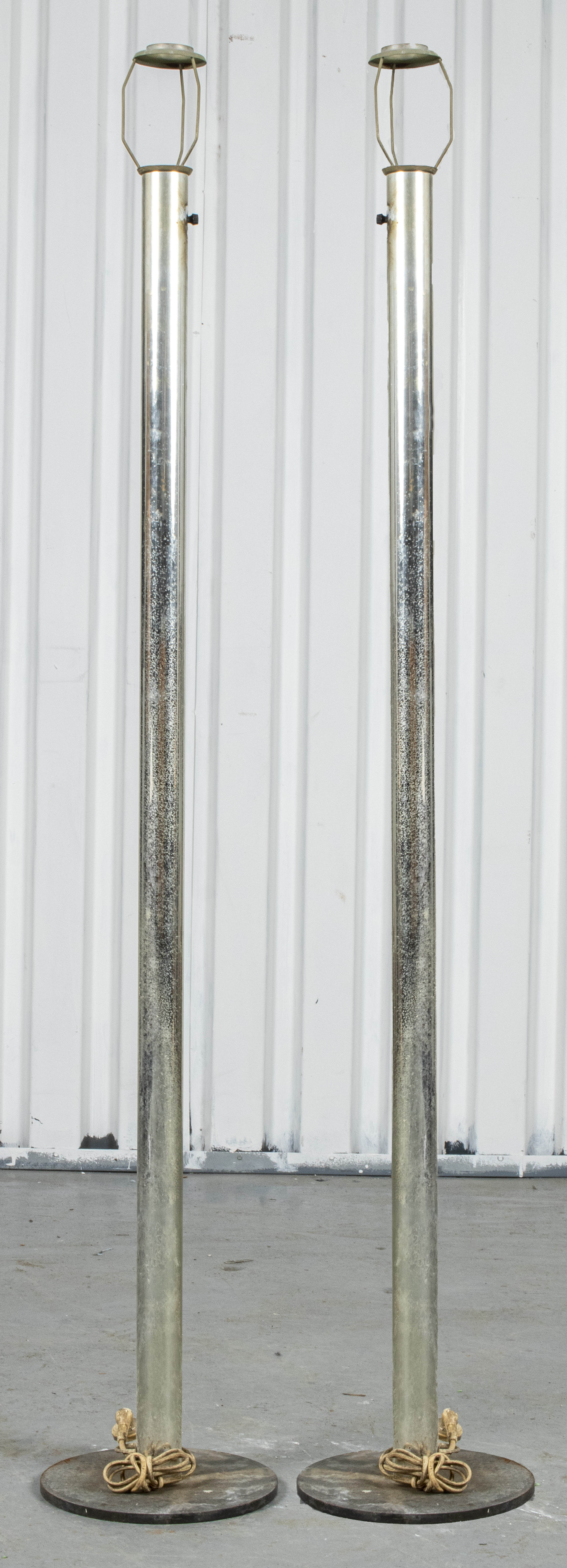 MODERN ALUMINUM FLOOR LAMPS, PAIR