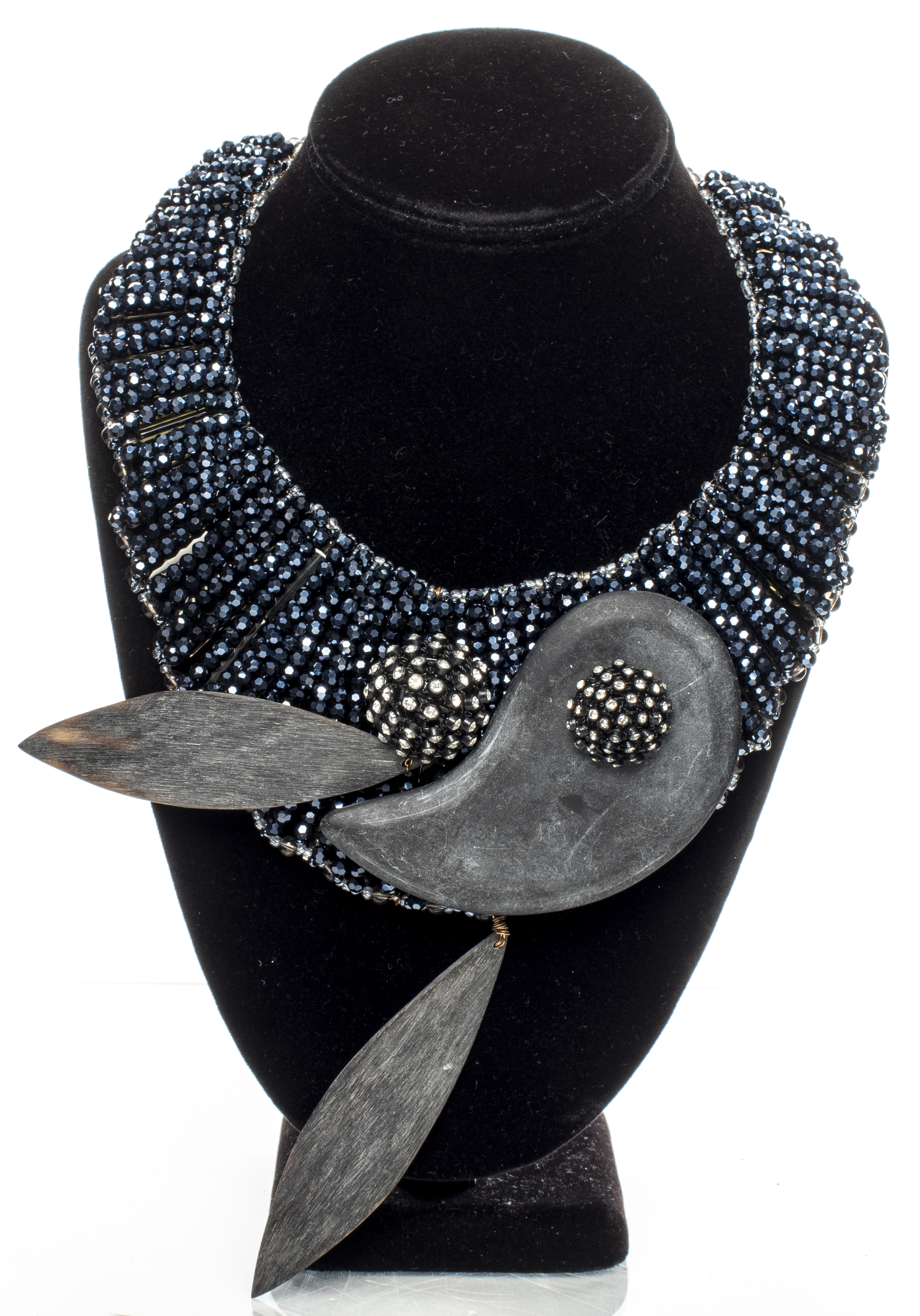 VILAIWAN BLACK RHINESTONE & STONE CHOKER