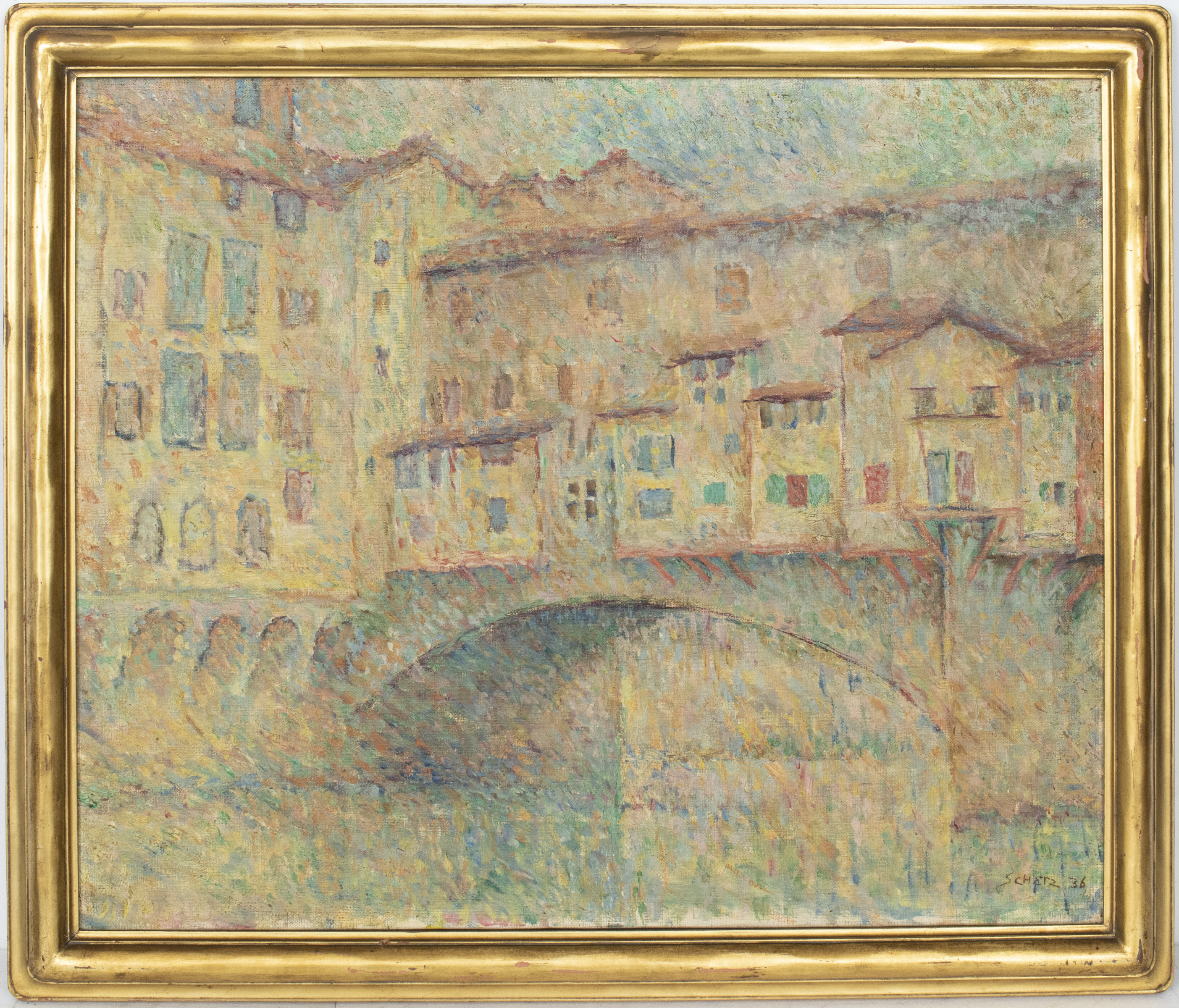 SCHATZ SIGNED PONTE VECCHIO OIL 3c4c0a