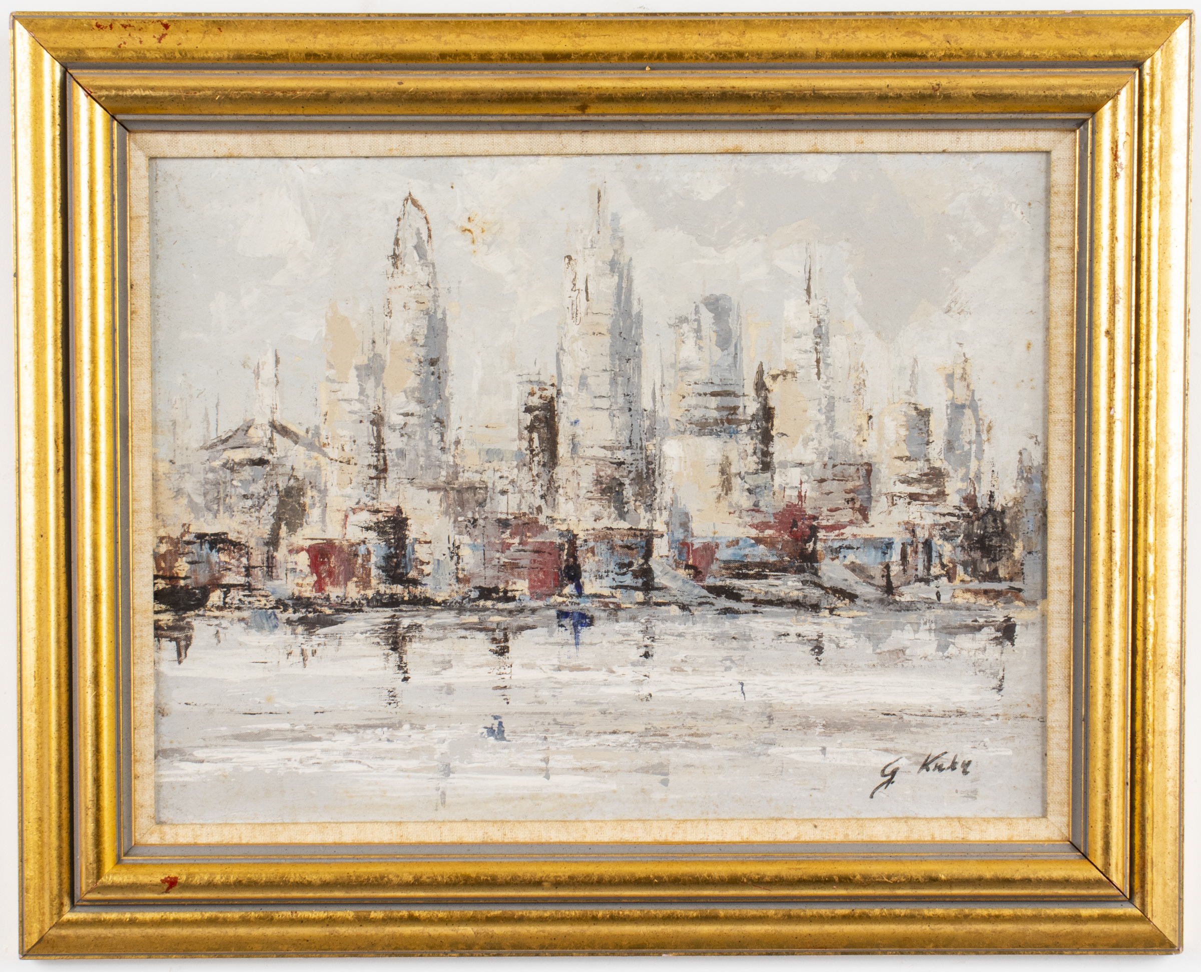 G KUHN SIGNED CITYSCAPE OIL ON 3c4cac