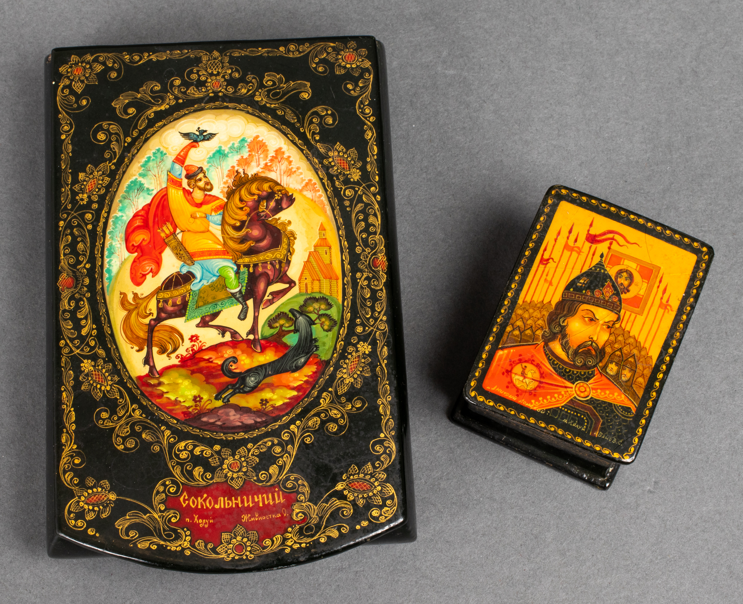 RUSSIAN HAND-PAINTED LACQUER BOXES,