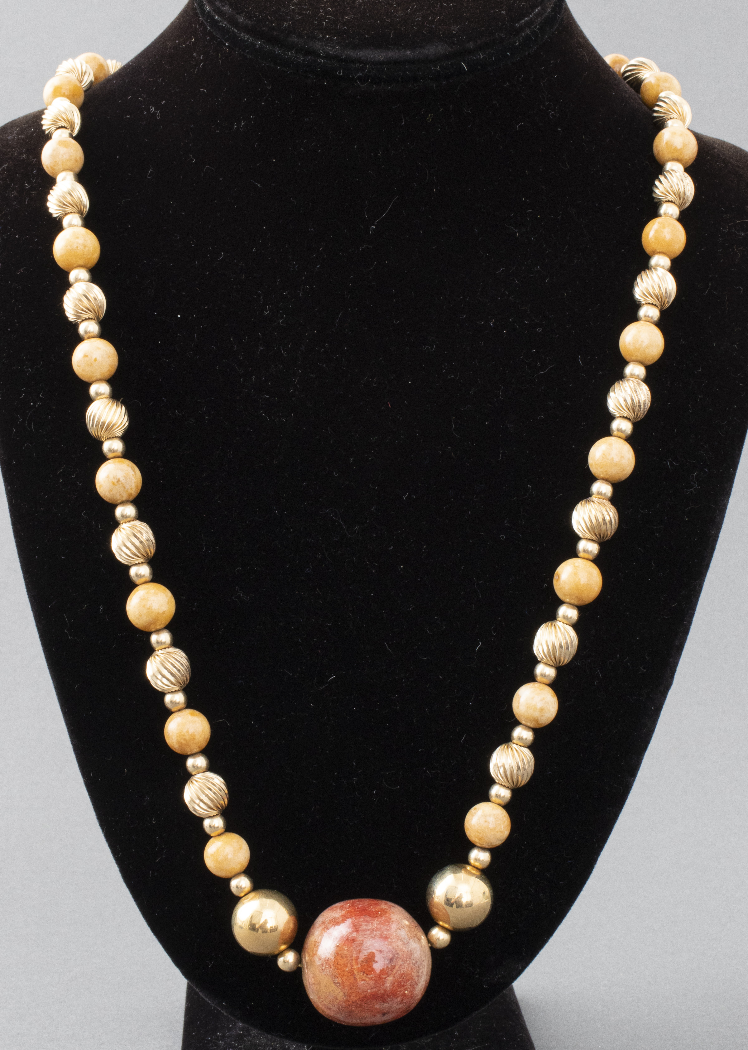 HARDSTONE, CORAL, & GOLD-TONE BEADED