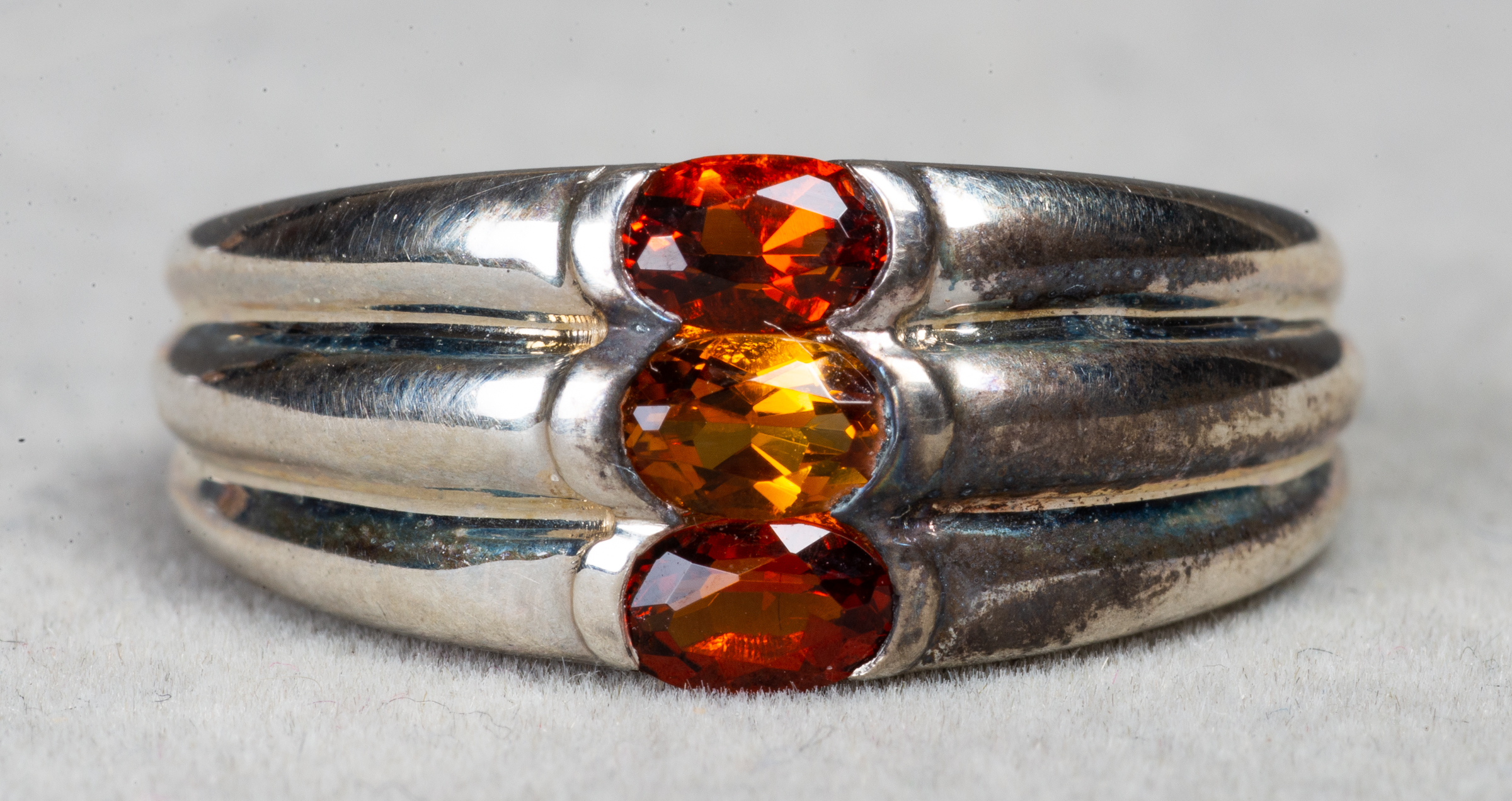 MODERN STERLING SILVER TRIPLE CITRINE