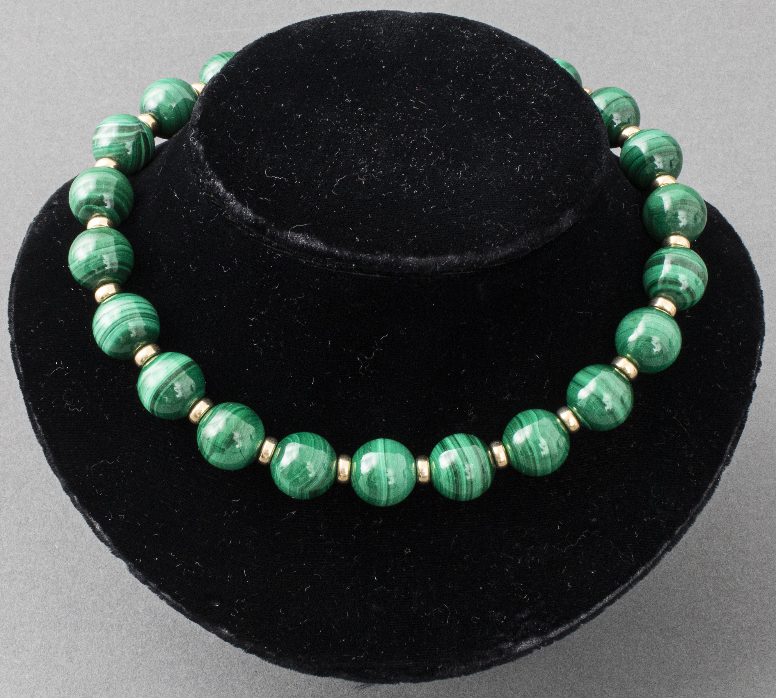 MALACHITE GOLD FILL BEADED NECKLACE 3c4d30