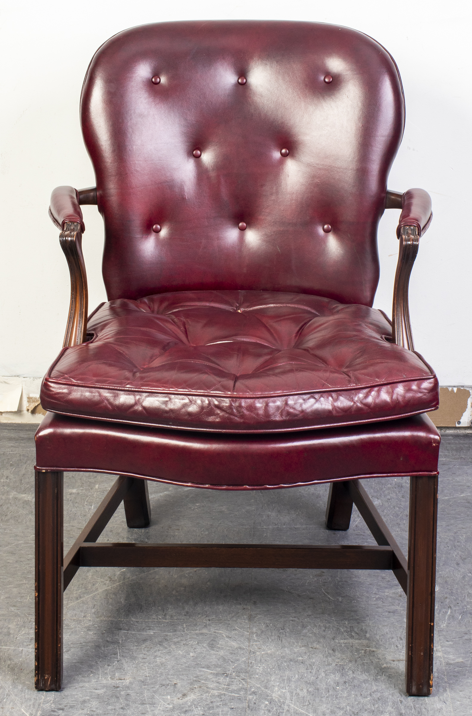 GEORGIAN STYLE UPHOLSTERED ARMCHAIR