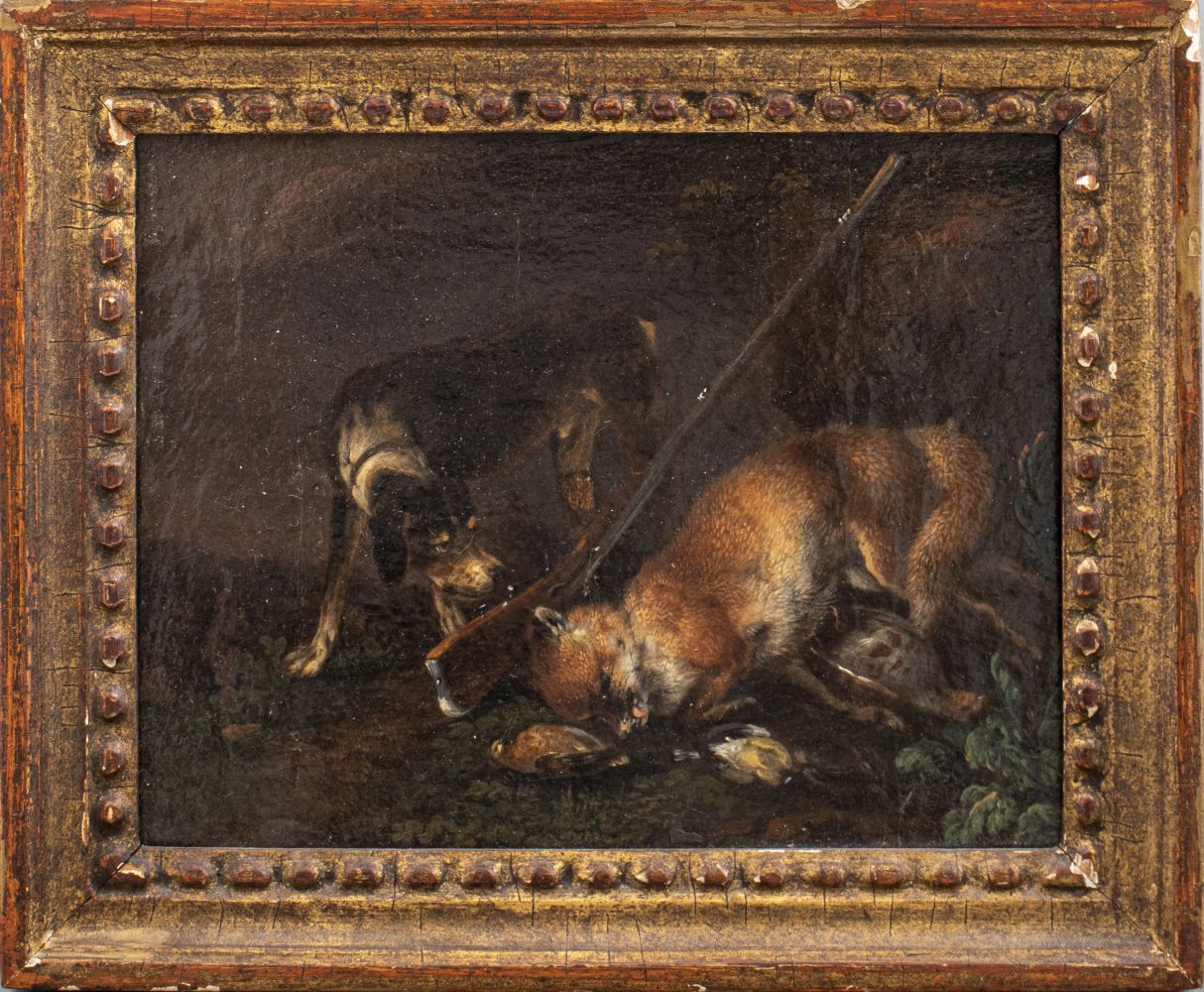 "FOX HUNT" DIMINUTIVE OIL ON BOARD