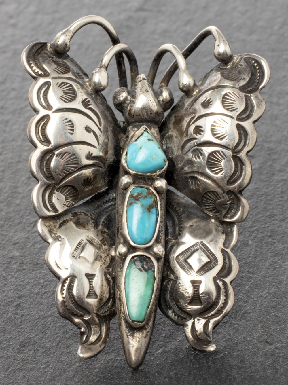 NAVAJO SILVER TURQUOISE BUTTERFLY 3c4e6f