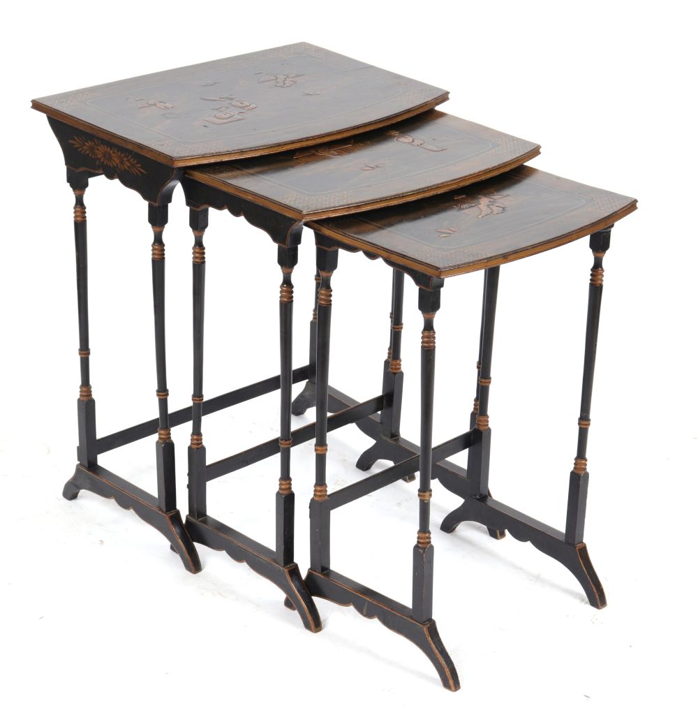 CHINESE LACQUERED NESTING TABLES,