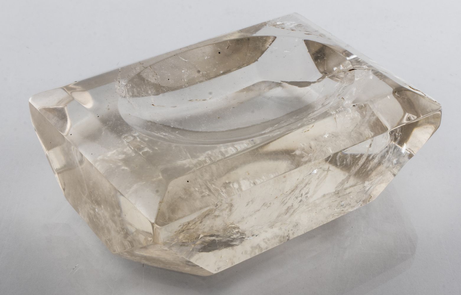 CARVED ROCK CRYSTAL TRINKET TRAY OR