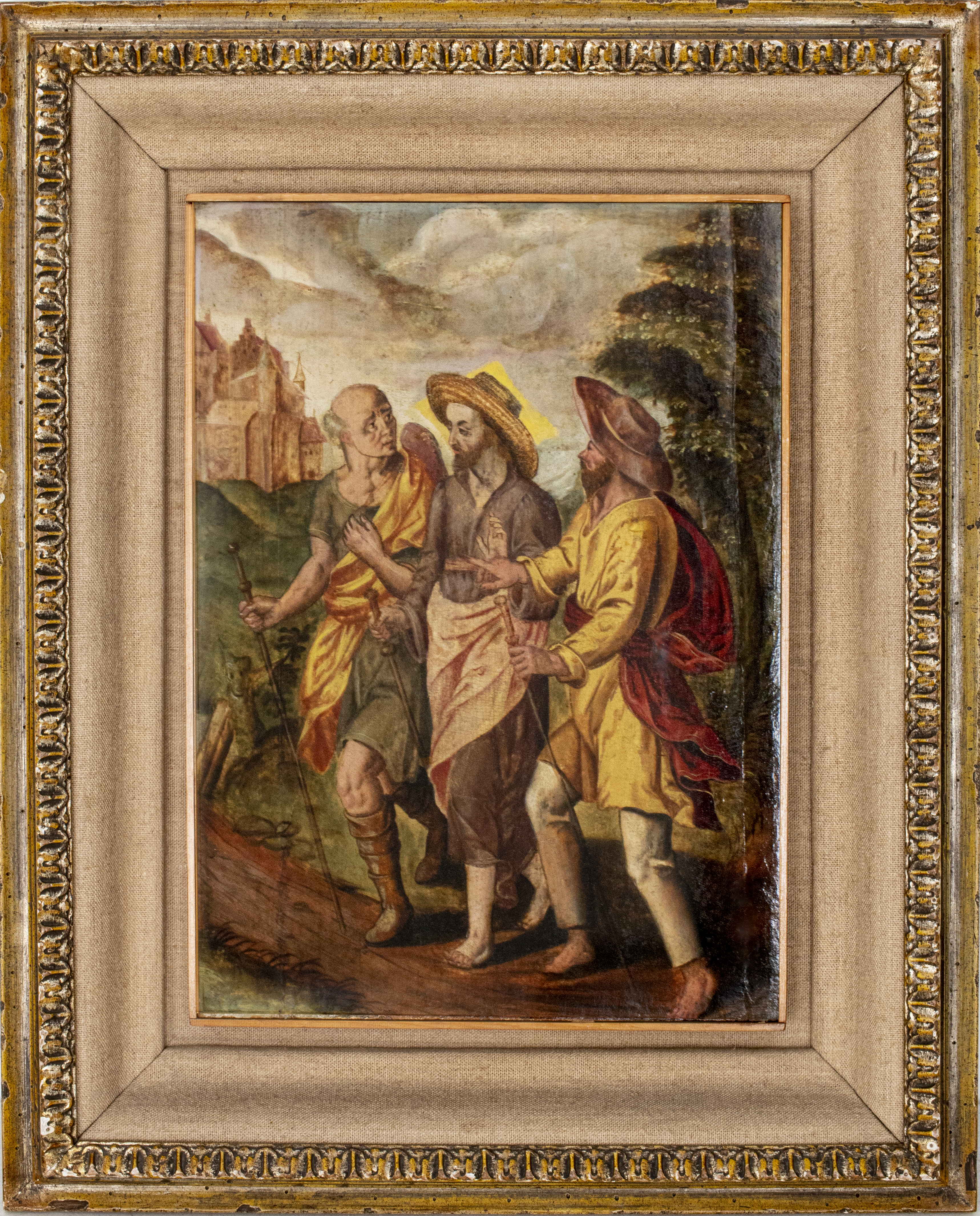 ANTIQUE PAINTING JESUS WITH TWO 3c4f07